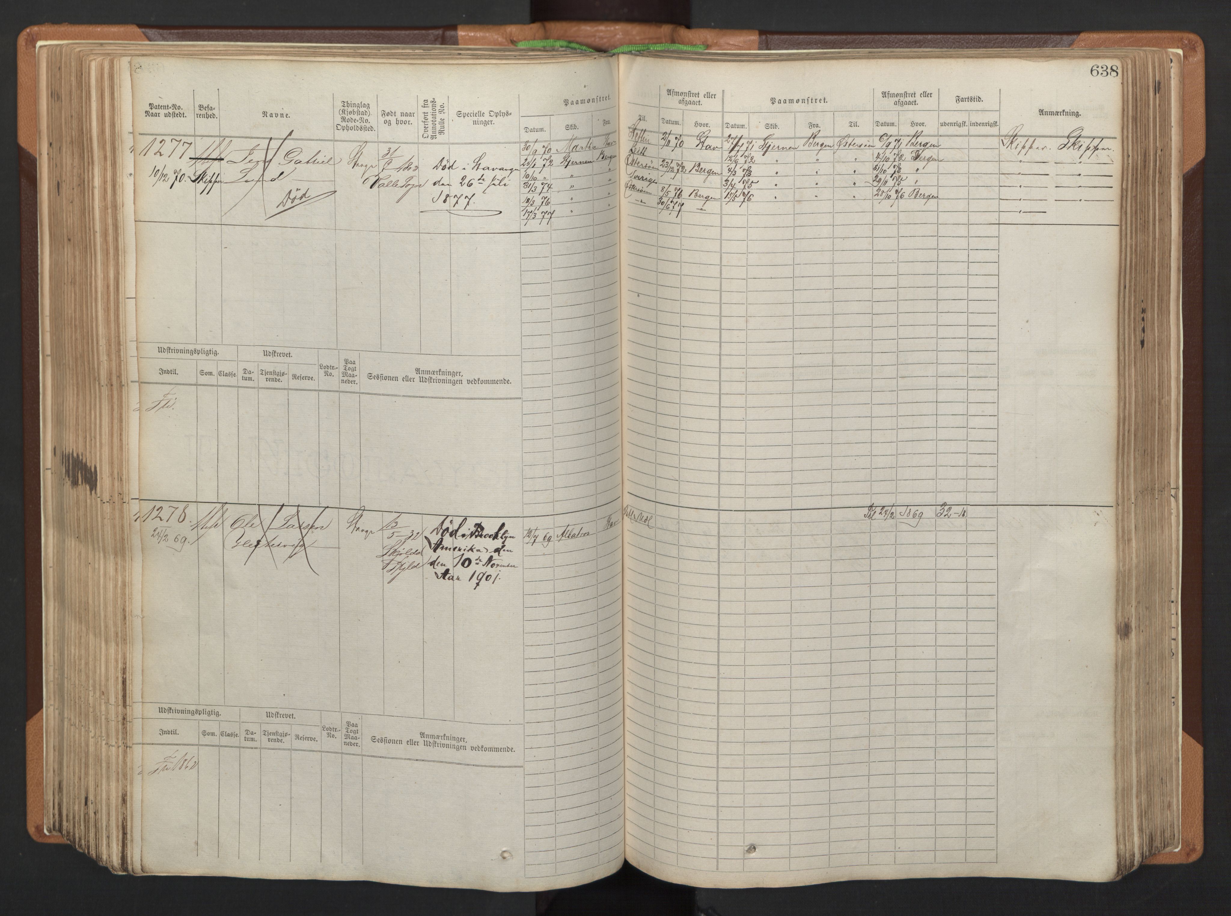 Stavanger sjømannskontor, AV/SAST-A-102006/F/Fb/Fbb/L0005: Sjøfartshovedrulle, patentnr. 793-1606 (del 2), 1869-1880, p. 248