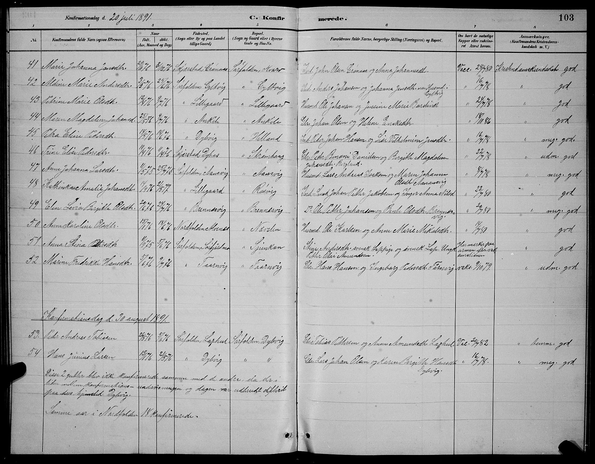 Ministerialprotokoller, klokkerbøker og fødselsregistre - Nordland, AV/SAT-A-1459/854/L0785: Parish register (copy) no. 854C01, 1883-1891, p. 103