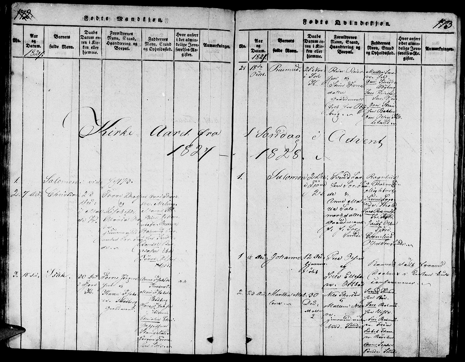 Håland sokneprestkontor, AV/SAST-A-101802/001/30BA/L0004: Parish register (official) no. A 4, 1815-1829, p. 172-173