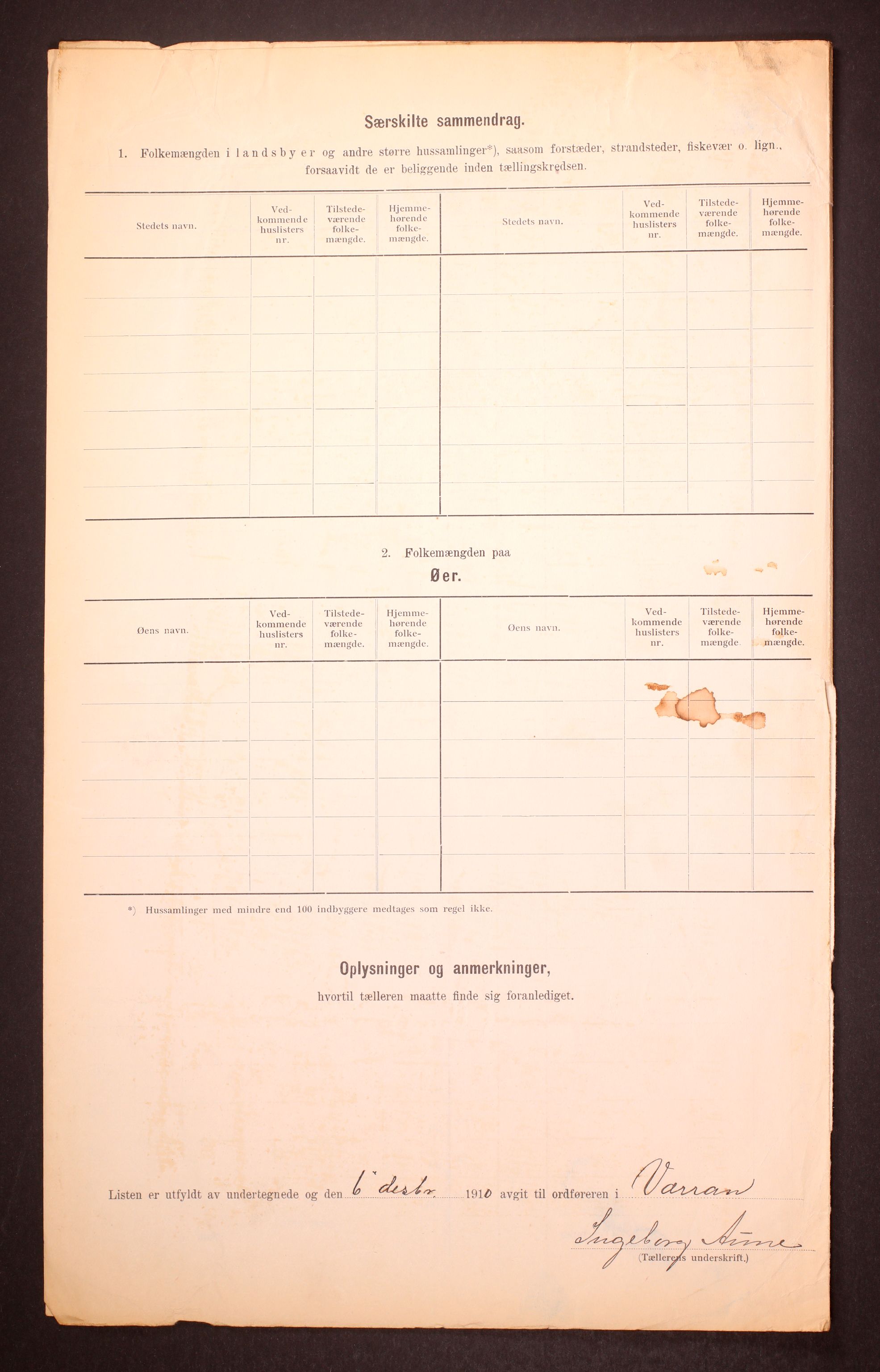 RA, 1910 census for Verran, 1910, p. 9