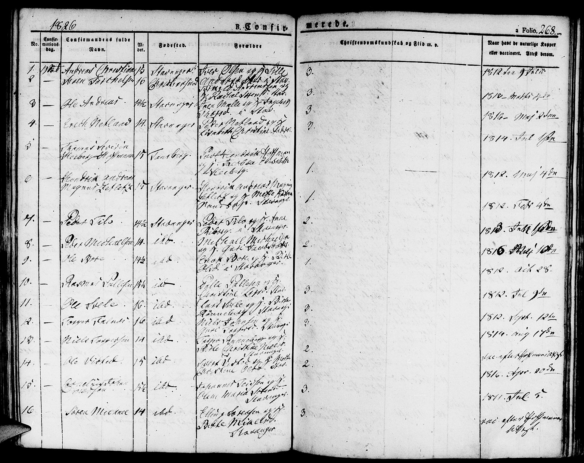 Domkirken sokneprestkontor, AV/SAST-A-101812/001/30/30BA/L0009: Parish register (official) no. A 9, 1821-1832, p. 268