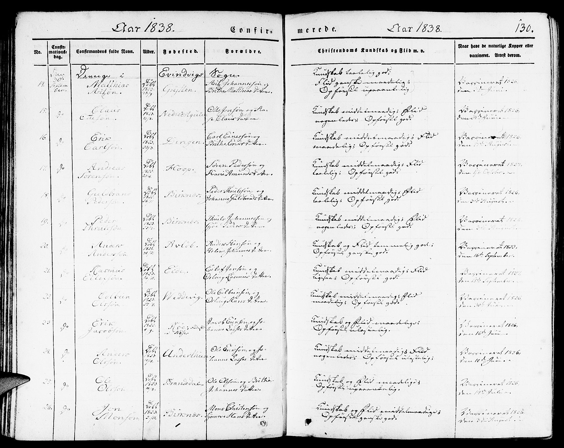 Gulen sokneprestembete, AV/SAB-A-80201/H/Haa/Haaa/L0020: Parish register (official) no. A 20, 1837-1847, p. 130