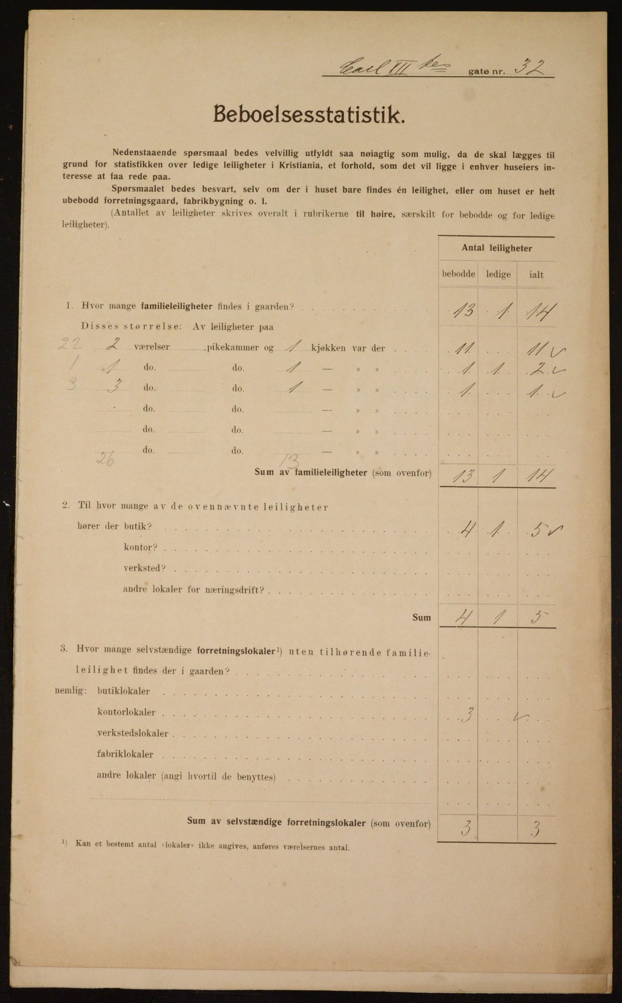 OBA, Municipal Census 1910 for Kristiania, 1910, p. 47263