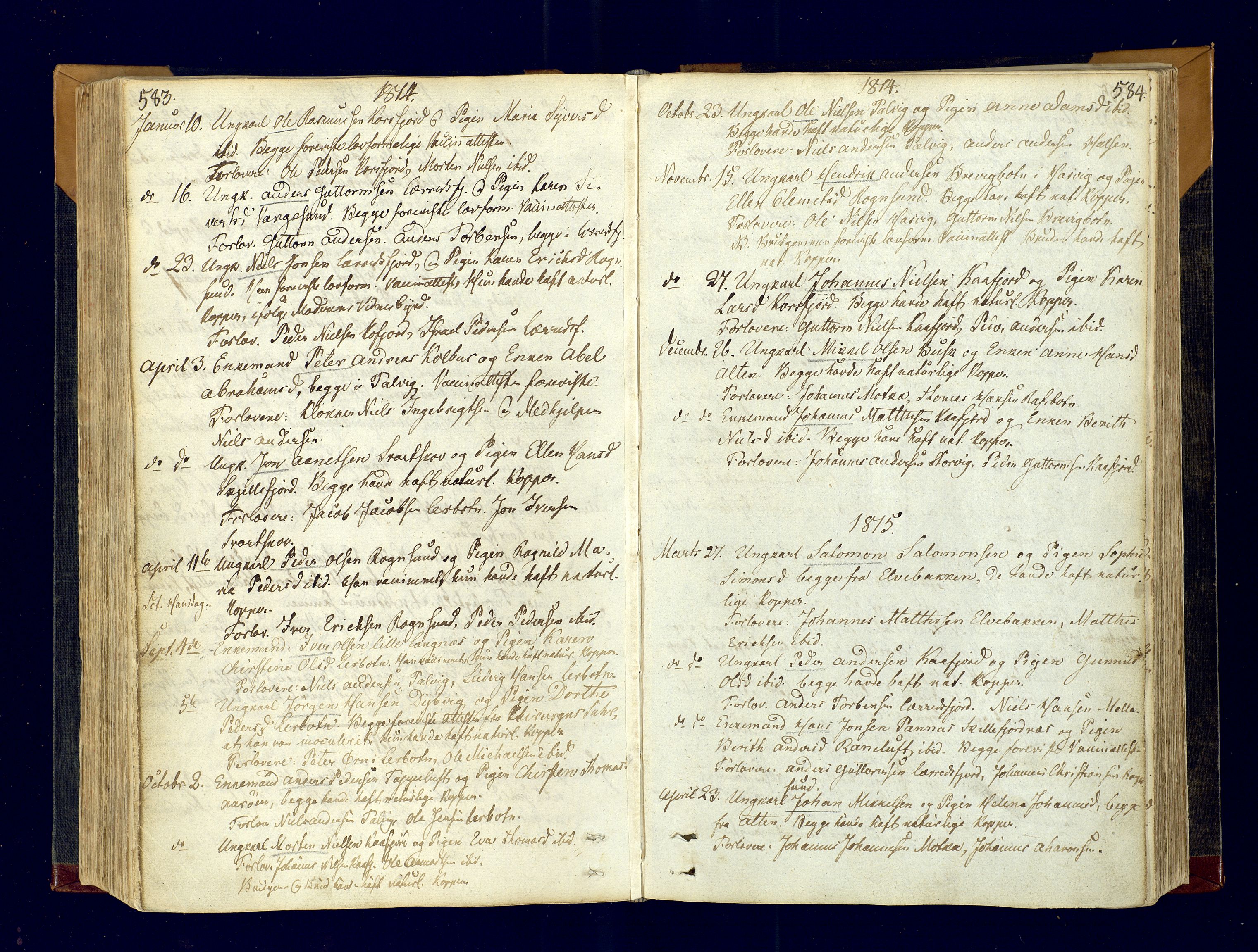 Talvik sokneprestkontor, AV/SATØ-S-1337/H/Ha/L0007kirke: Parish register (official) no. 7, 1813-1821, p. 583-584