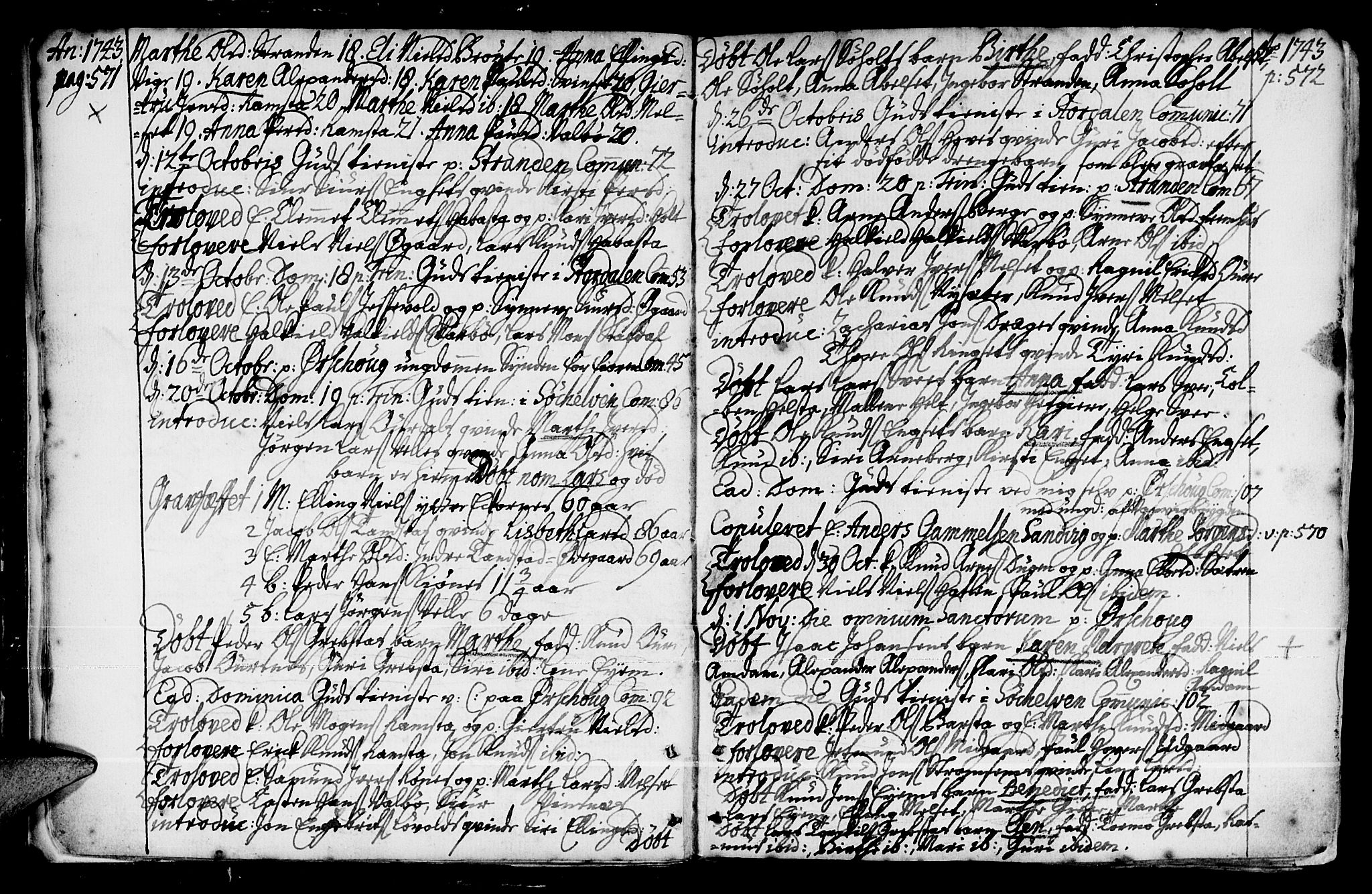 Ministerialprotokoller, klokkerbøker og fødselsregistre - Møre og Romsdal, AV/SAT-A-1454/522/L0307: Parish register (official) no. 522A02, 1743-1773, p. 571-572