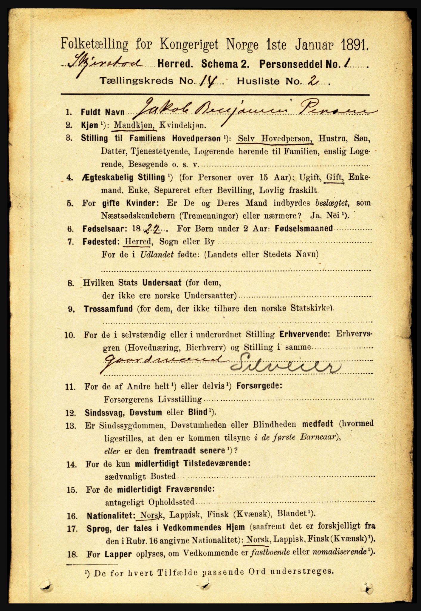 RA, 1891 census for 1842 Skjerstad, 1891, p. 5027