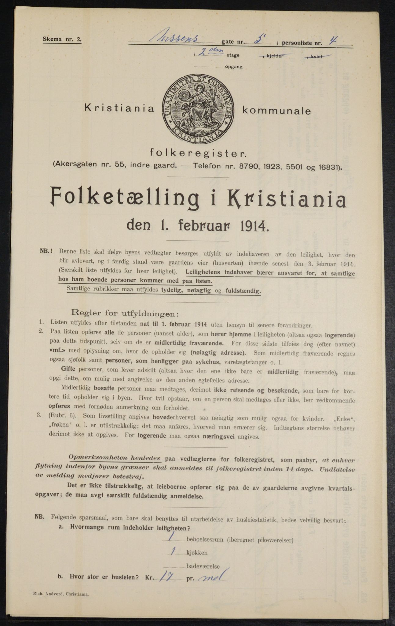 OBA, Municipal Census 1914 for Kristiania, 1914, p. 71212