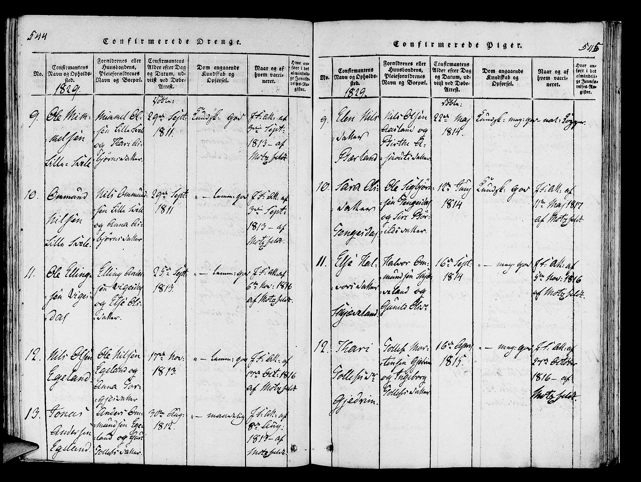 Helleland sokneprestkontor, AV/SAST-A-101810: Parish register (official) no. A 5, 1815-1834, p. 544-545