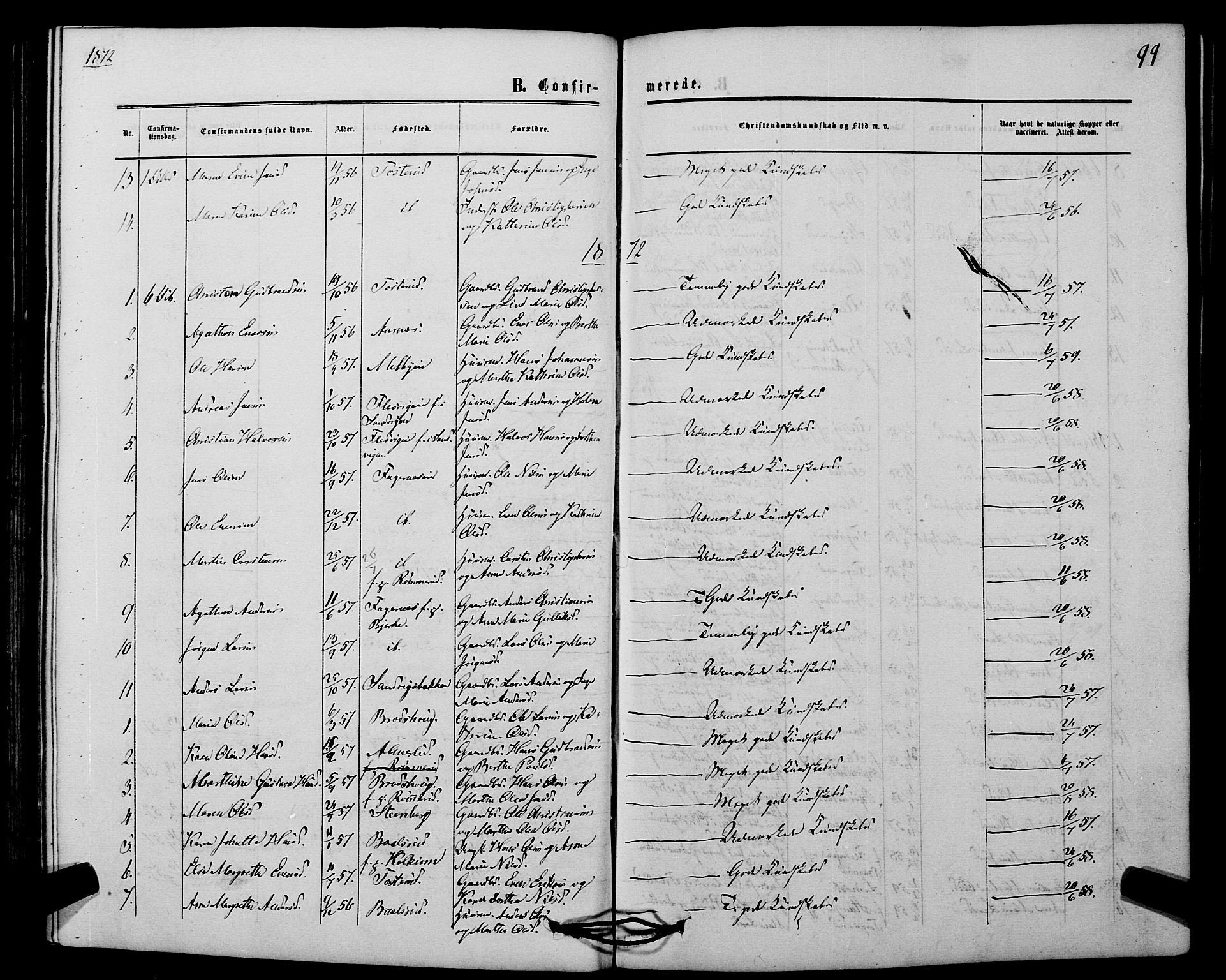 Hurdal prestekontor Kirkebøker, AV/SAO-A-10889/F/Fb/L0002: Parish register (official) no. II 2, 1860-1877, p. 99