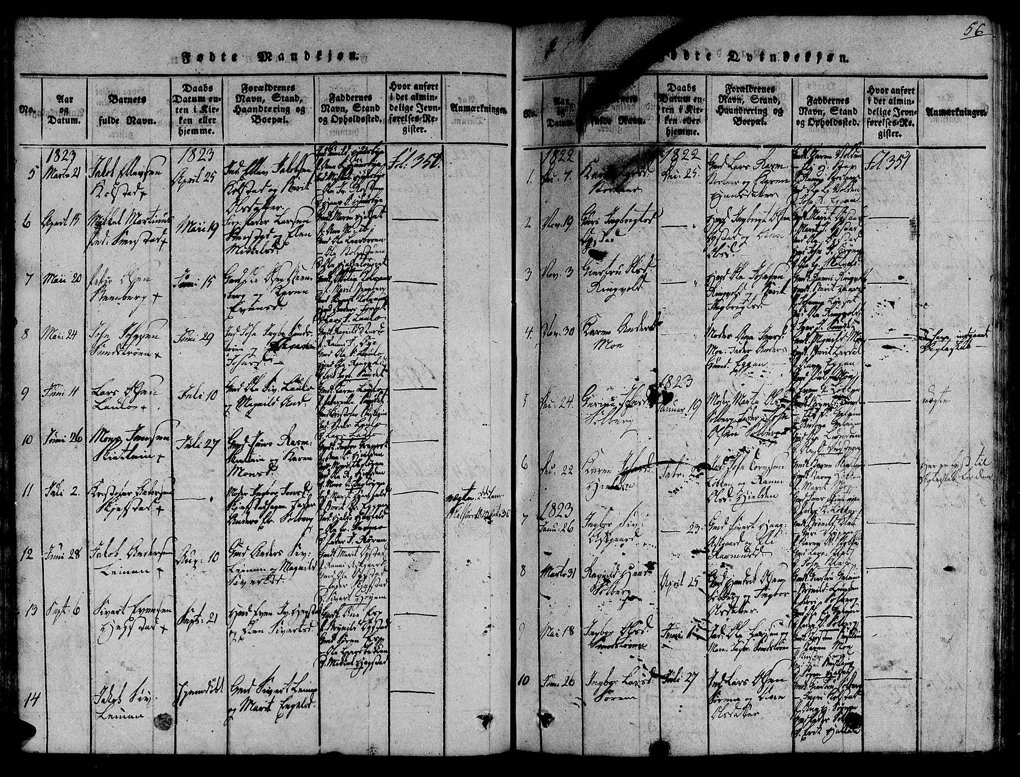 Ministerialprotokoller, klokkerbøker og fødselsregistre - Sør-Trøndelag, SAT/A-1456/691/L1067: Parish register (official) no. 691A03 /3, 1816-1826, p. 56
