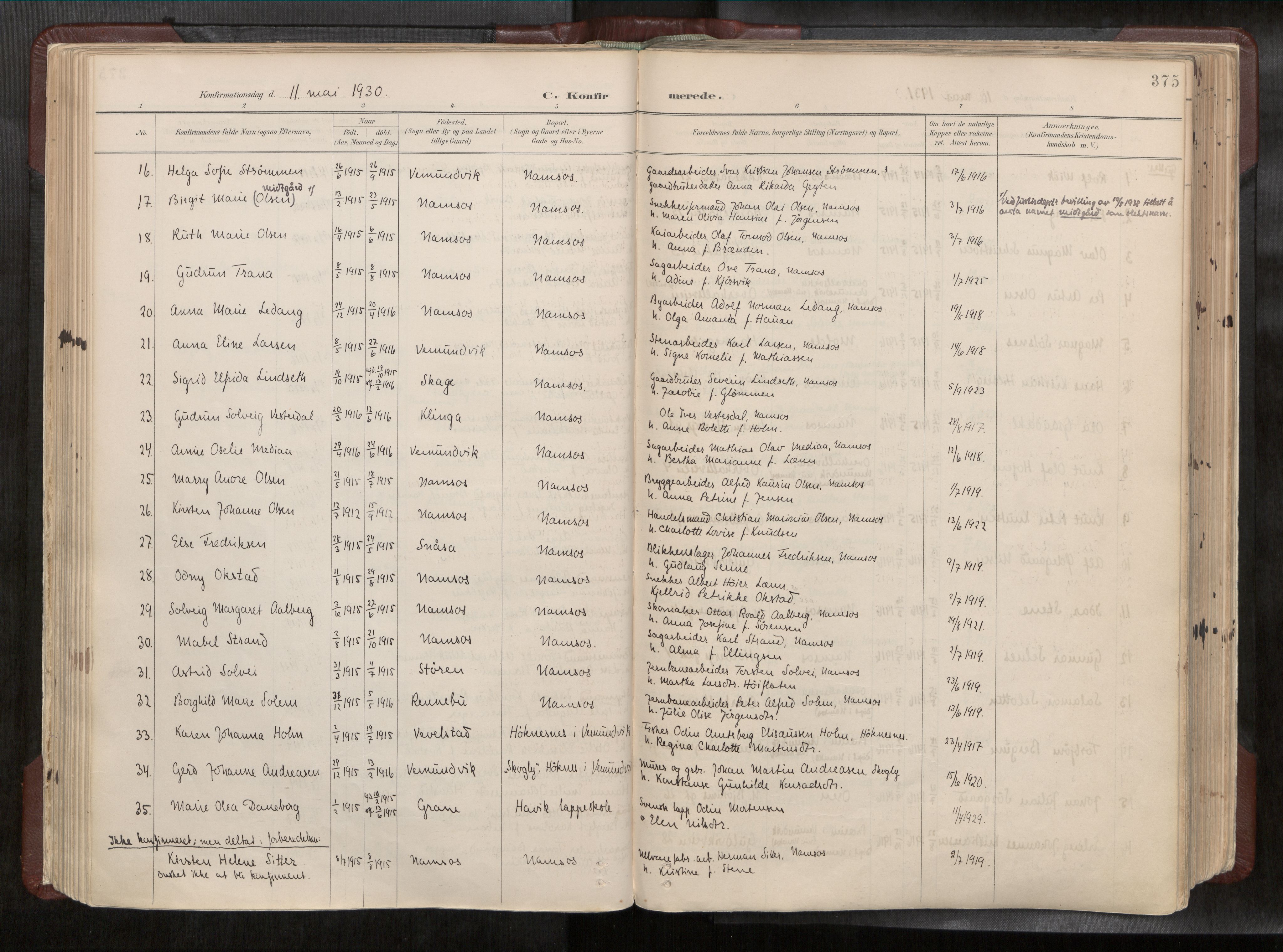 Ministerialprotokoller, klokkerbøker og fødselsregistre - Nord-Trøndelag, AV/SAT-A-1458/768/L0579a: Parish register (official) no. 768A14, 1887-1931, p. 375