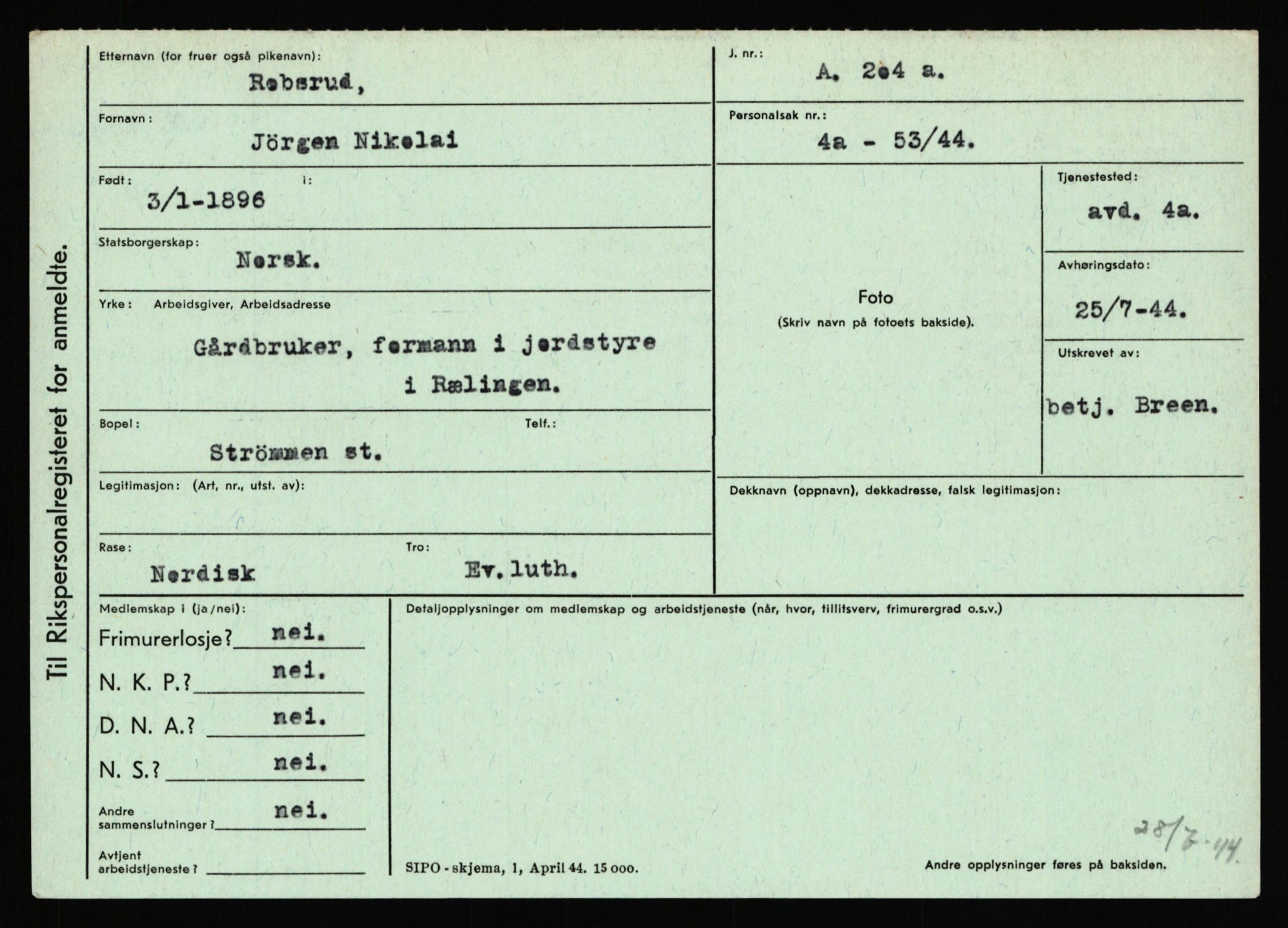 Statspolitiet - Hovedkontoret / Osloavdelingen, AV/RA-S-1329/C/Ca/L0013: Raa - Servold, 1943-1945, p. 1567