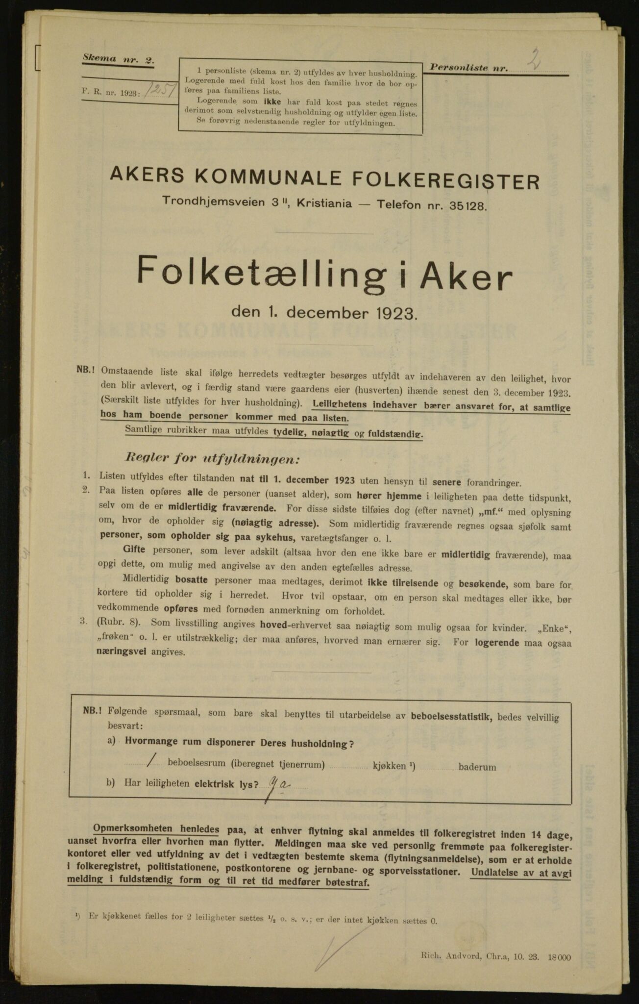 , Municipal Census 1923 for Aker, 1923, p. 30302