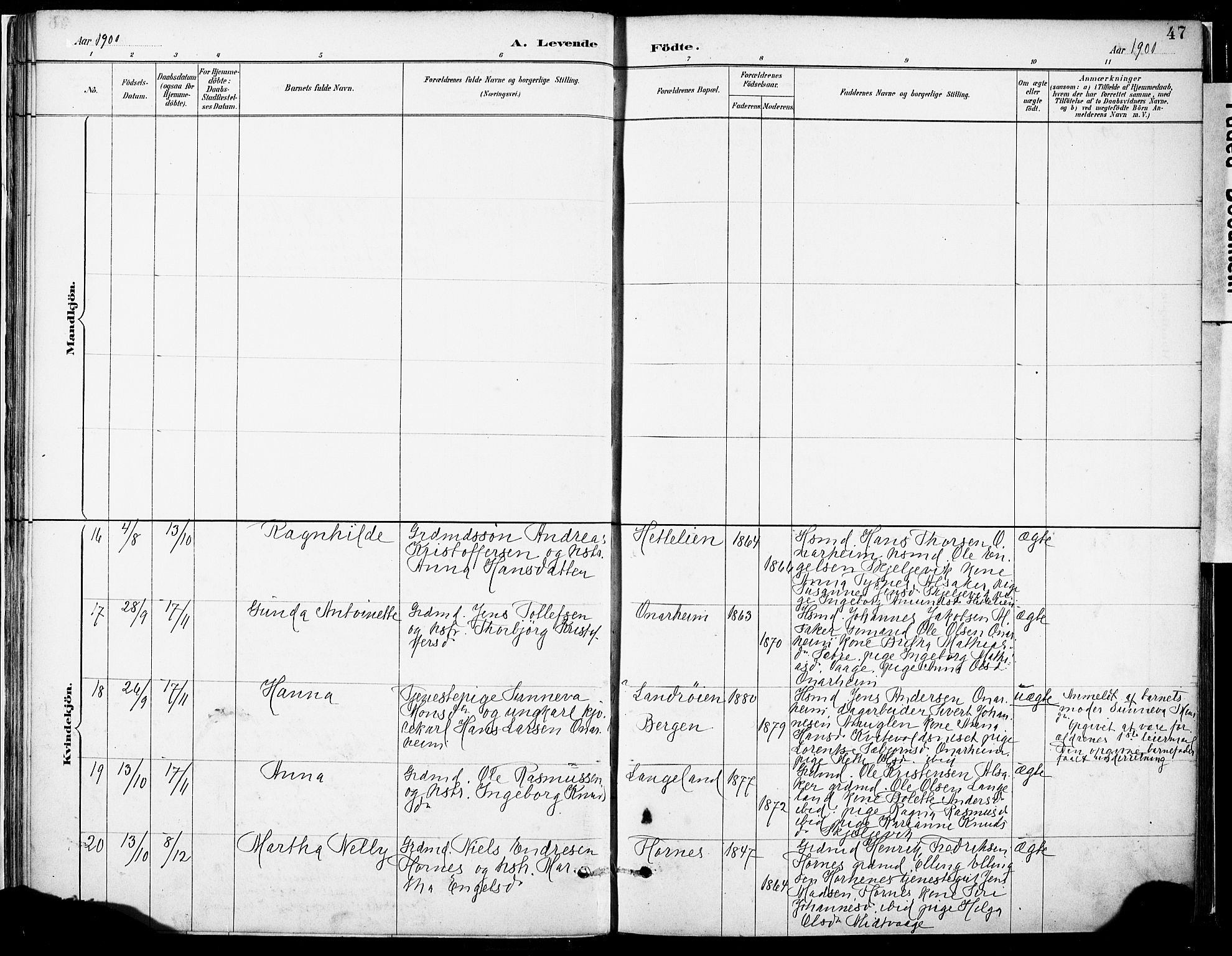 Tysnes sokneprestembete, AV/SAB-A-78601/H/Haa: Parish register (official) no. C 1, 1887-1912, p. 47