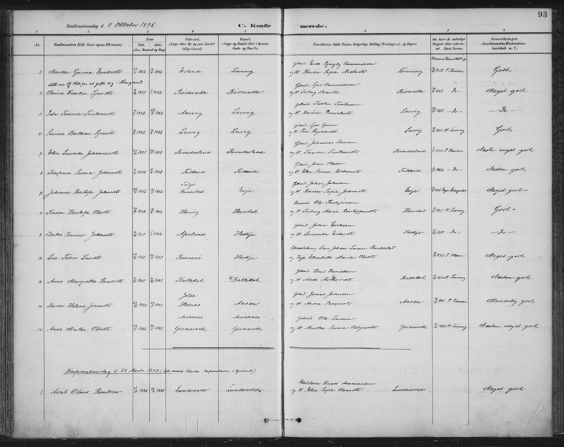Tysvær sokneprestkontor, SAST/A -101864/H/Ha/Haa/L0008: Parish register (official) no. A 8, 1897-1918, p. 93