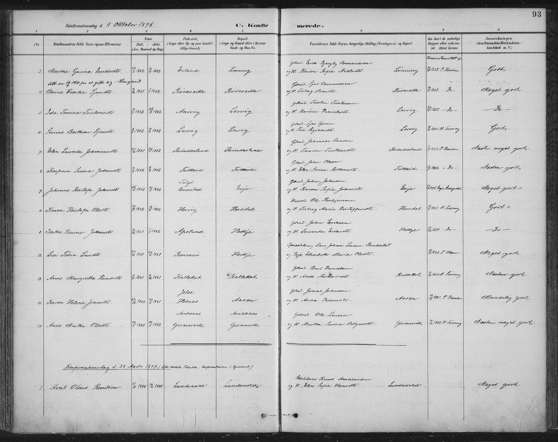 Tysvær sokneprestkontor, AV/SAST-A -101864/H/Ha/Haa/L0008: Parish register (official) no. A 8, 1897-1918, p. 93