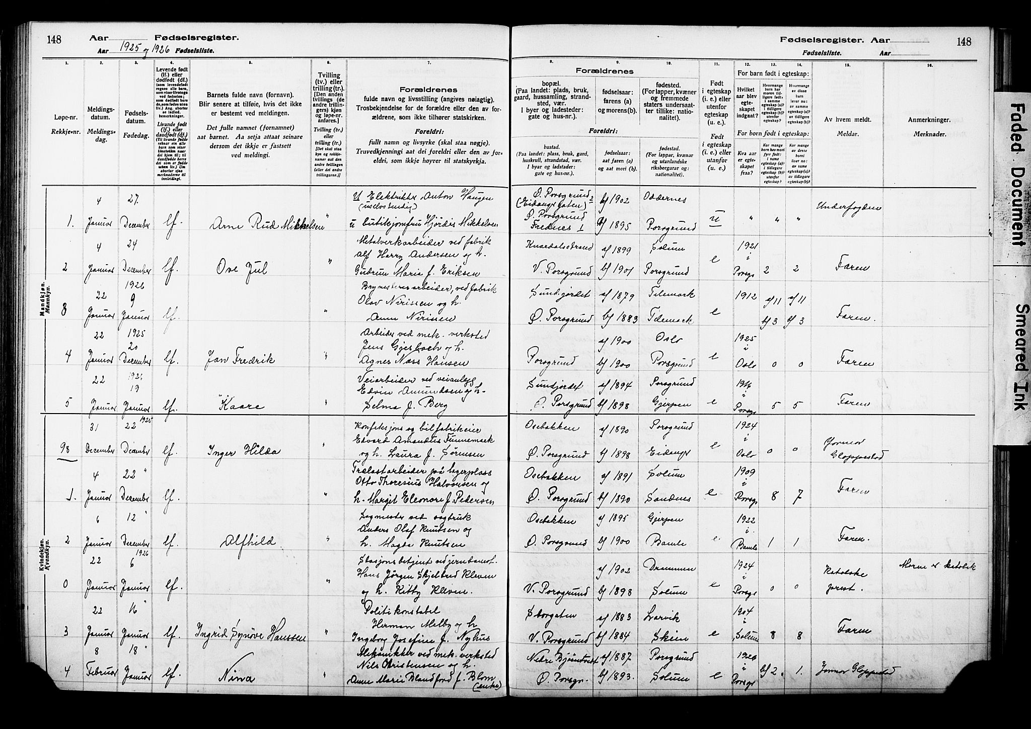 Porsgrunn kirkebøker , SAKO/A-104/J/Ja/L0001: Birth register no. 1, 1916-1929, p. 148