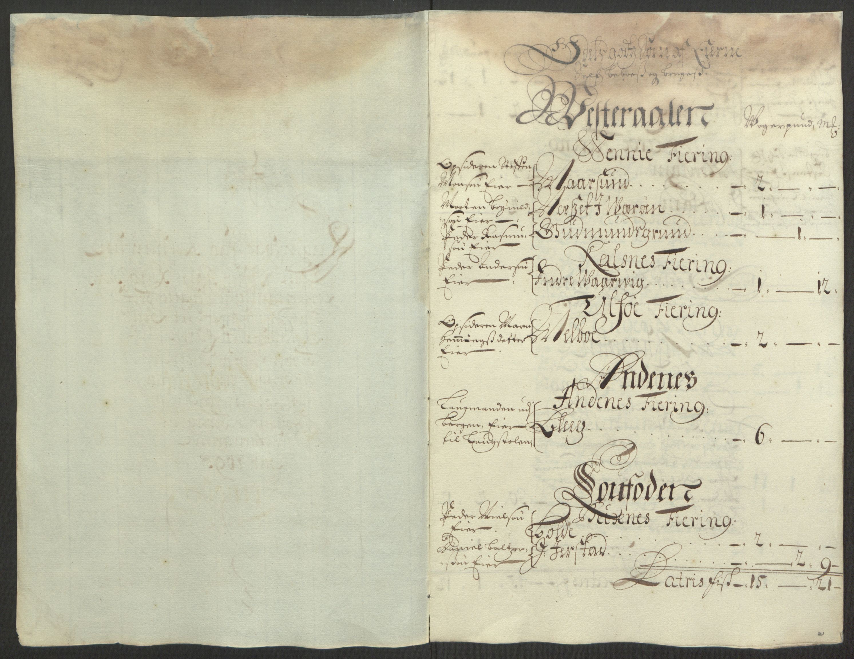 Rentekammeret inntil 1814, Reviderte regnskaper, Fogderegnskap, AV/RA-EA-4092/R67/L4677: Fogderegnskap Vesterålen, Andenes og Lofoten, 1694-1695, p. 243