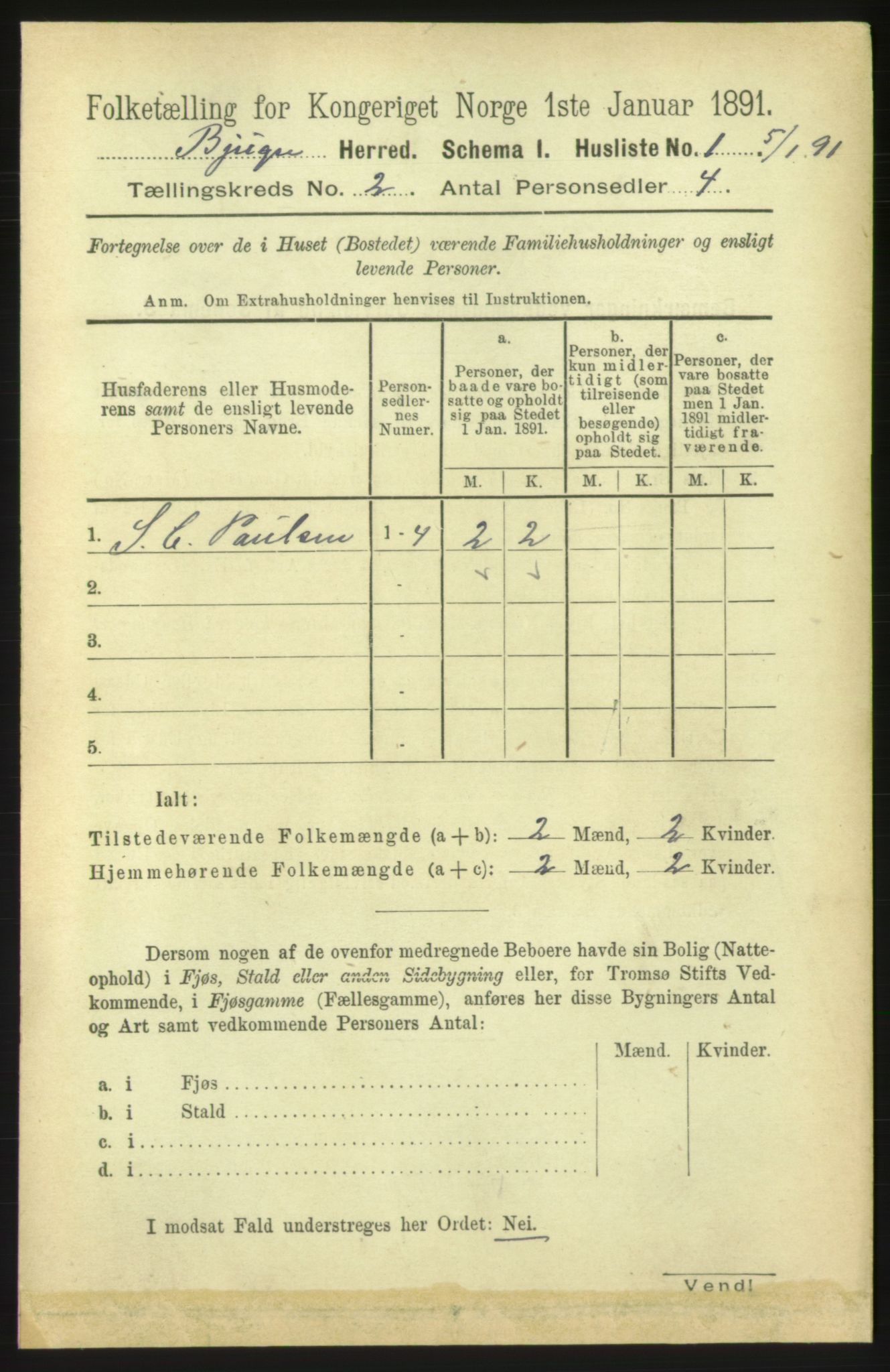 RA, 1891 census for 1627 Bjugn, 1891, p. 179