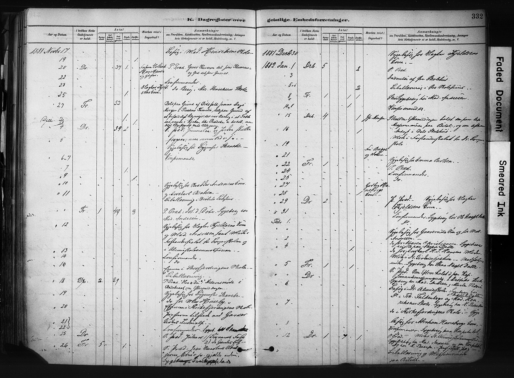 Drøbak prestekontor Kirkebøker, AV/SAO-A-10142a/F/Fb/L0001: Parish register (official) no. II 1, 1878-1891, p. 332