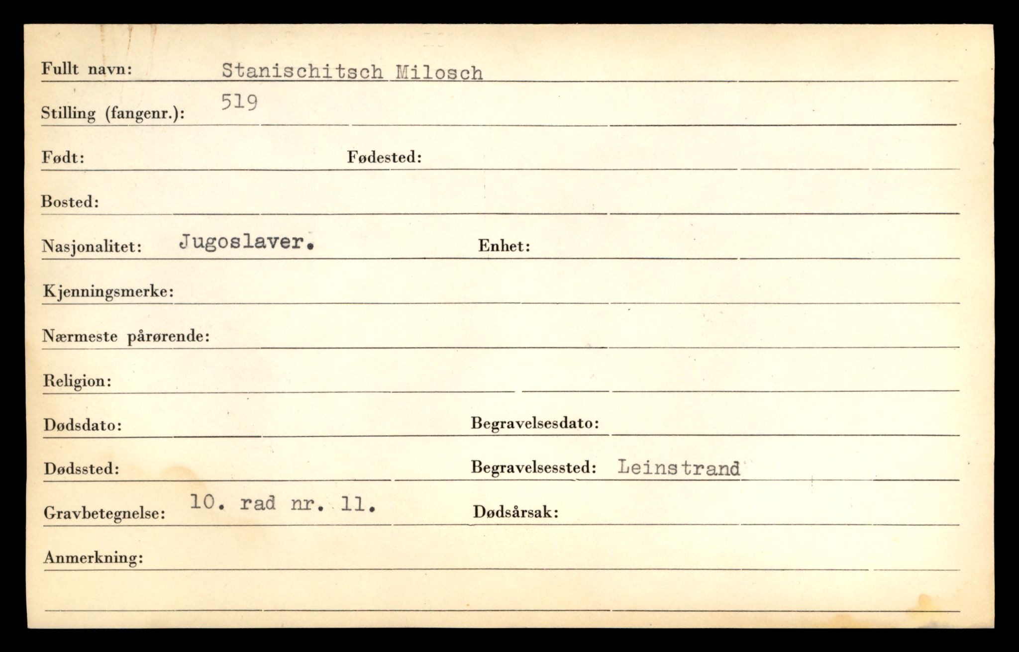 Distriktskontoret for krigsgraver, AV/SAT-A-5030/E/L0005: Kasett/kartotek over falne Britiske og tyske solater, samt andre nasjoners krigsgraver, 1945, p. 1883