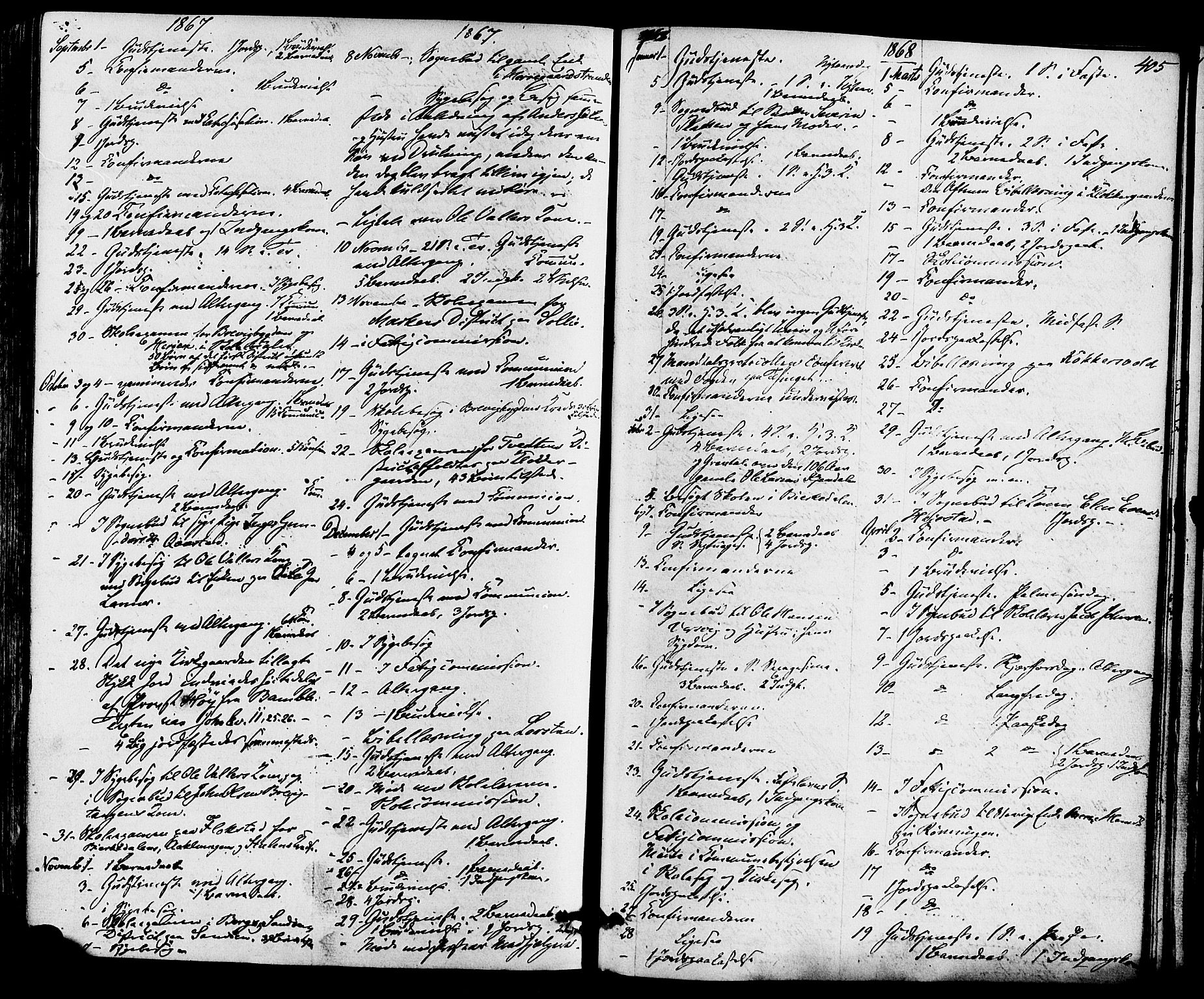 Eidanger kirkebøker, SAKO/A-261/F/Fa/L0010: Parish register (official) no. 10, 1859-1874, p. 405
