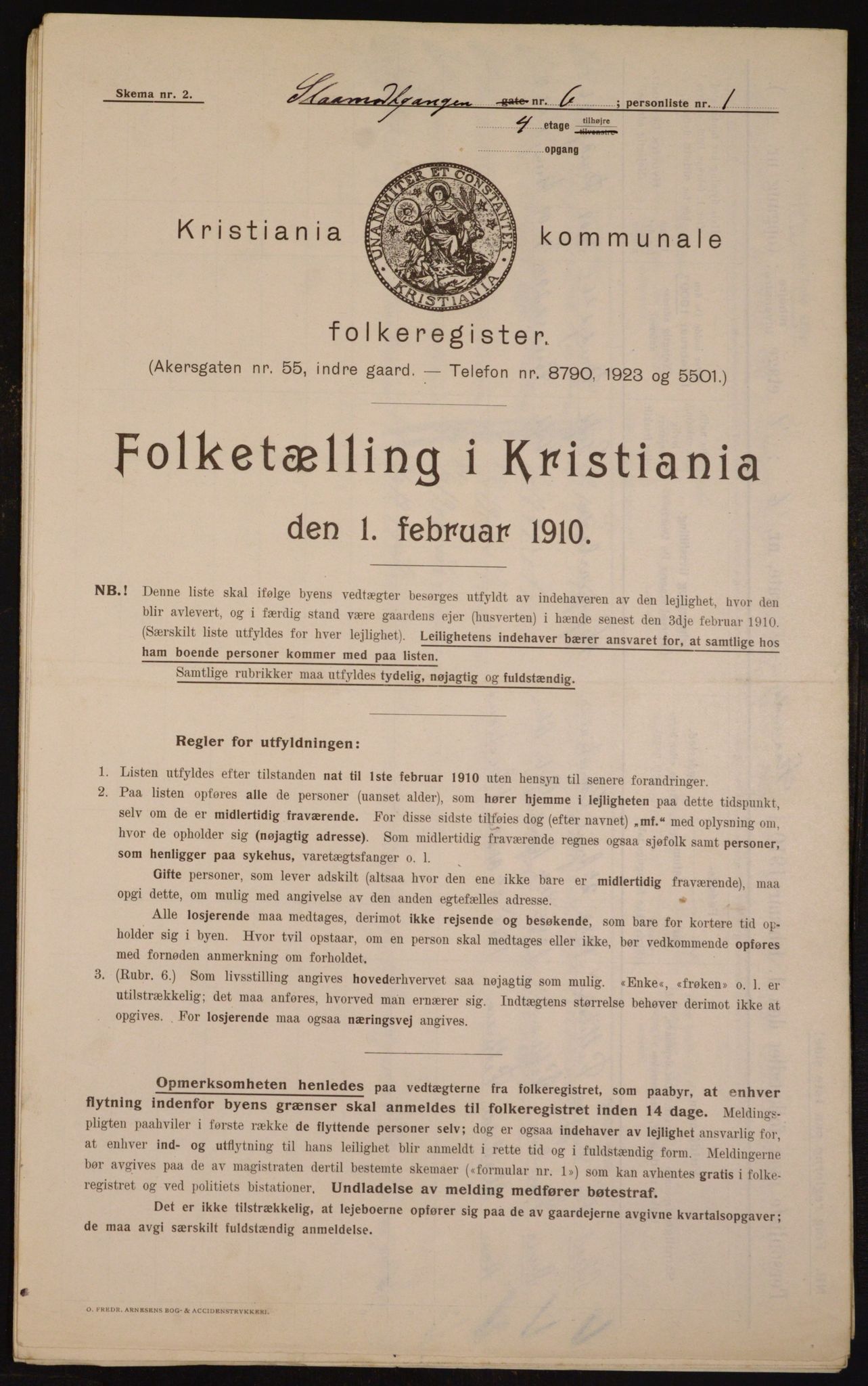 OBA, Municipal Census 1910 for Kristiania, 1910, p. 92443