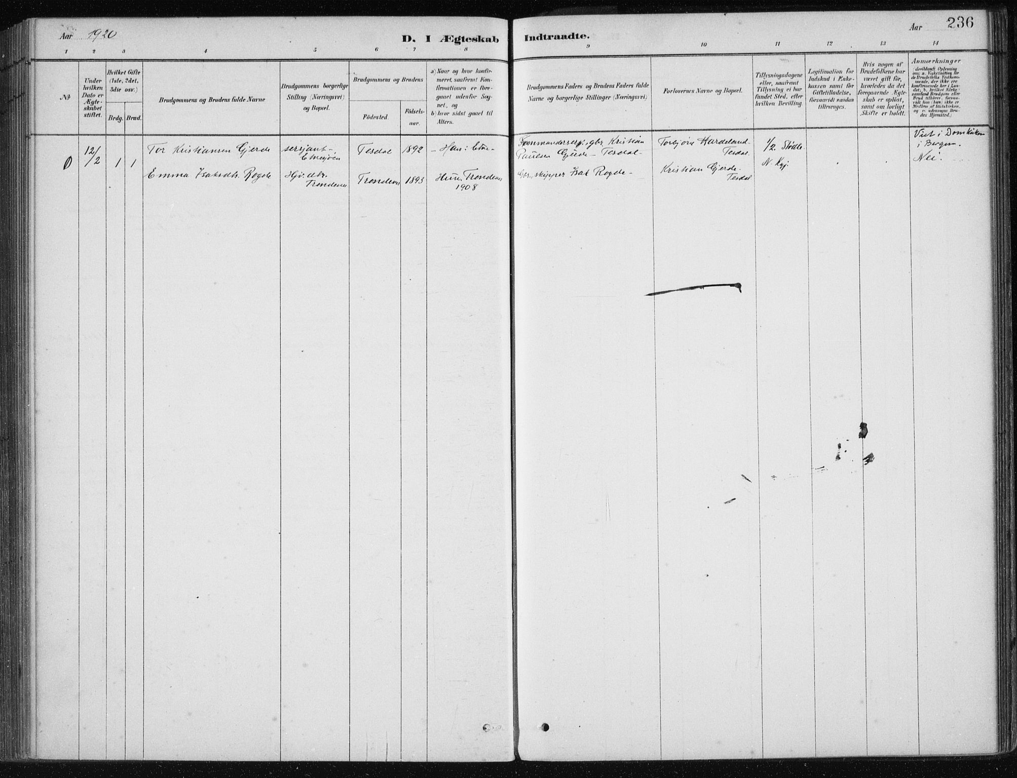 Etne sokneprestembete, SAB/A-75001/H/Haa: Parish register (official) no. C  1, 1879-1919, p. 236