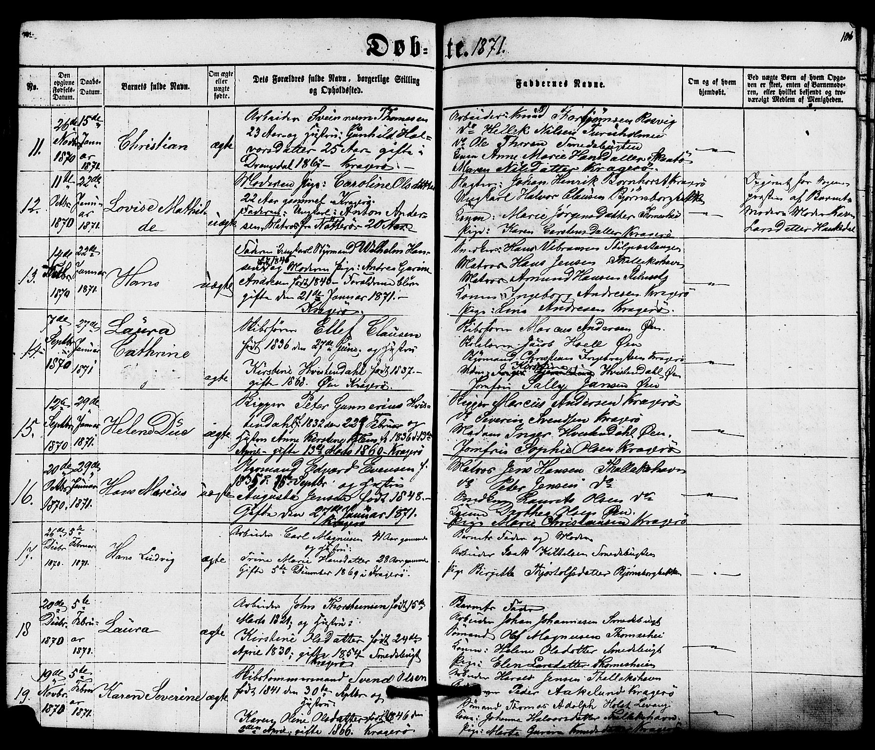 Kragerø kirkebøker, AV/SAKO-A-278/G/Ga/L0005: Parish register (copy) no. 5, 1865-1881, p. 106