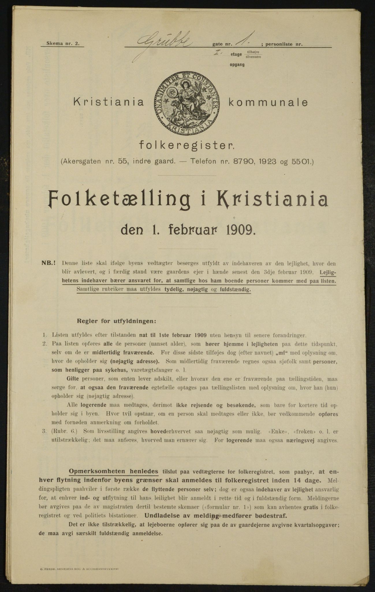 OBA, Municipal Census 1909 for Kristiania, 1909, p. 27437