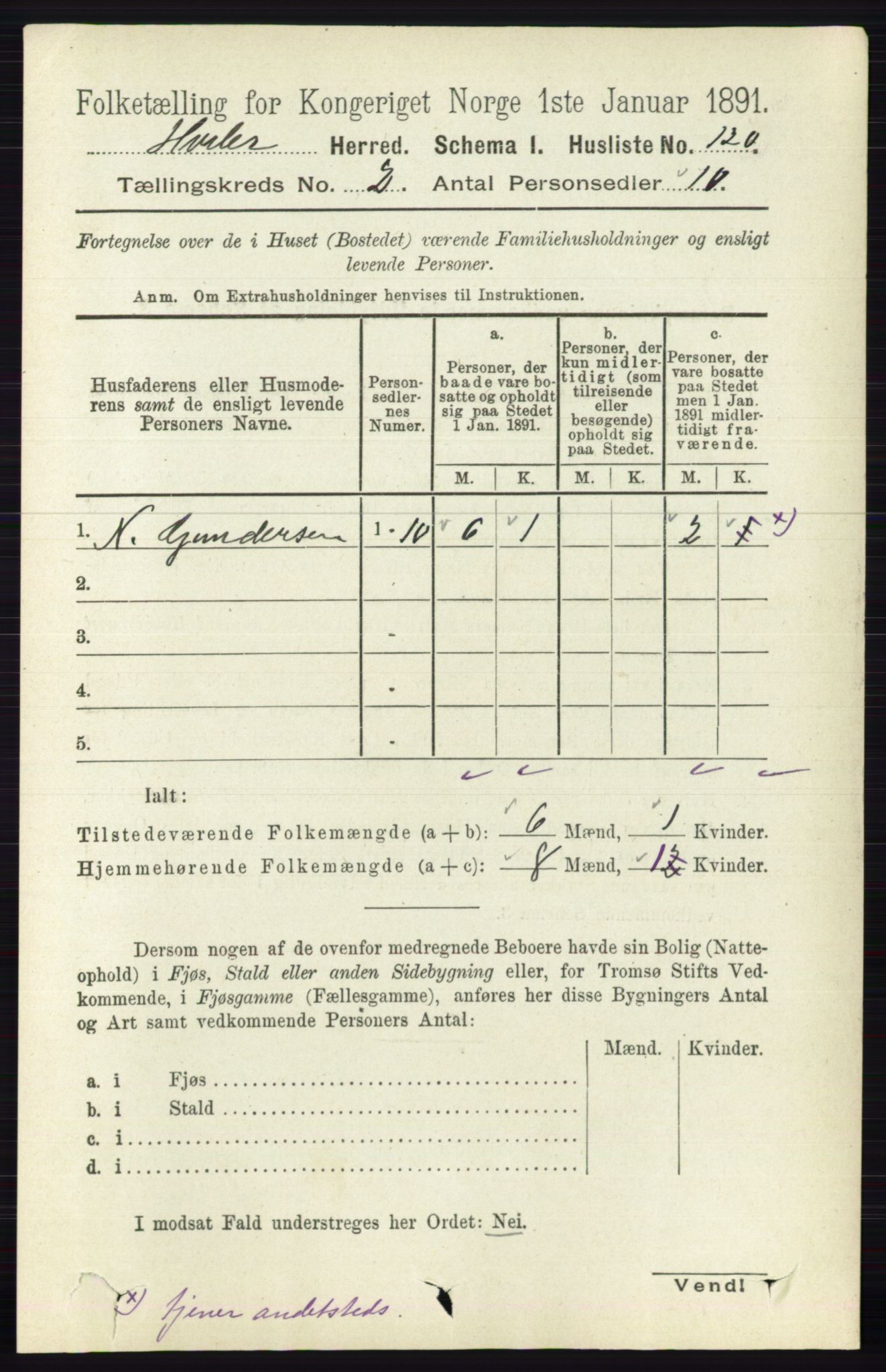 RA, 1891 census for 0111 Hvaler, 1891, p. 1001