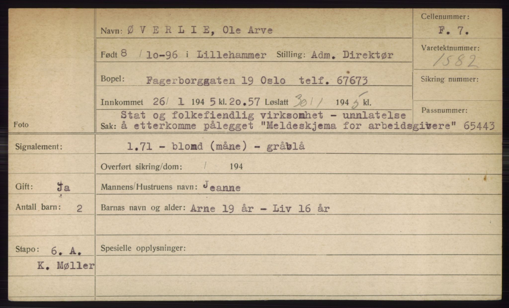 Statspolitiet - Hovedkontoret / Osloavdelingen, AV/RA-S-1329/C/Ck/Cke/L0005: Fangeregister; etternavn S - Å, 1941-1945, p. 719