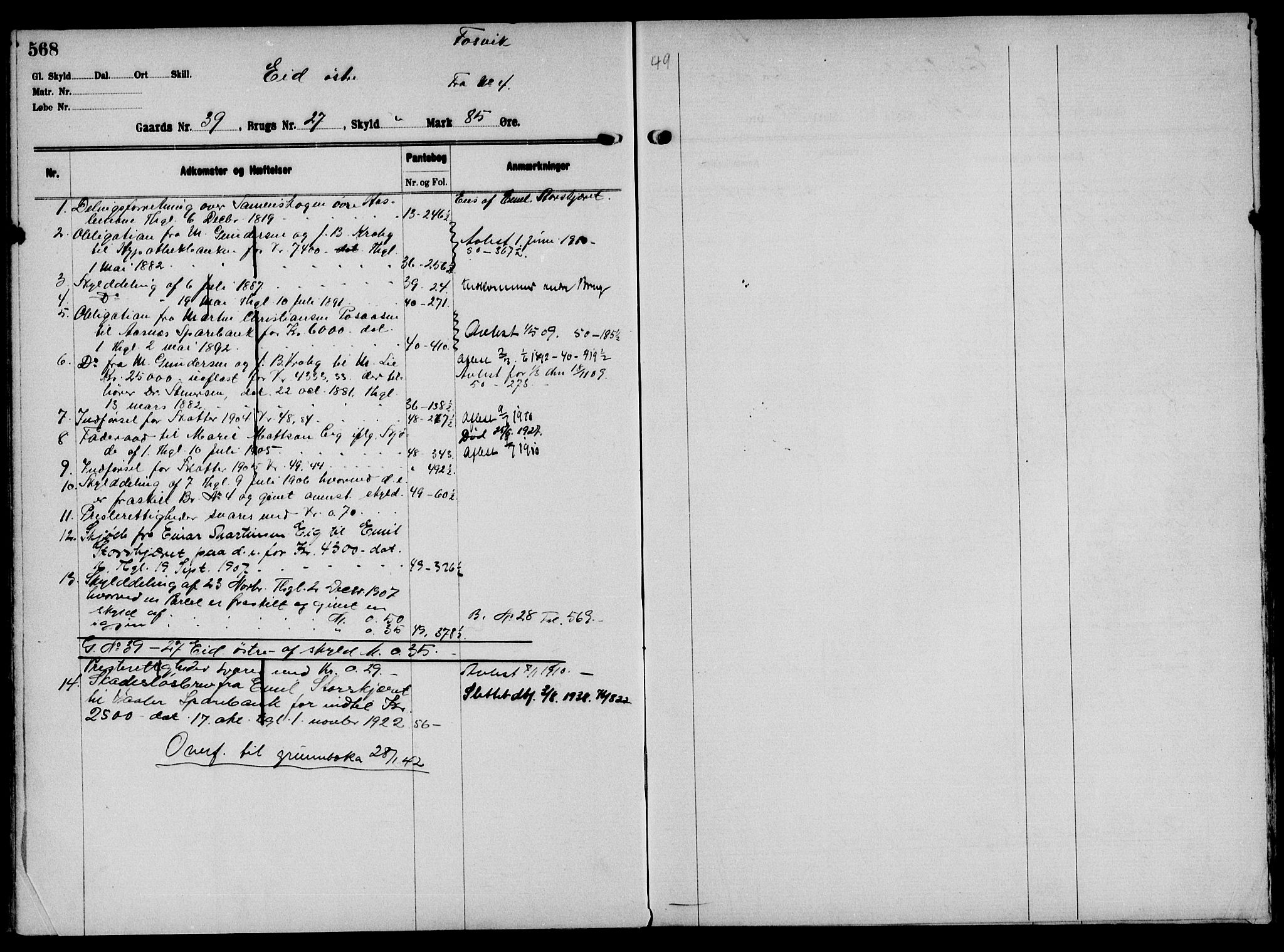 Solør tingrett, AV/SAH-TING-008/H/Ha/Hak/L0002: Mortgage register no. II, 1900-1935, p. 568