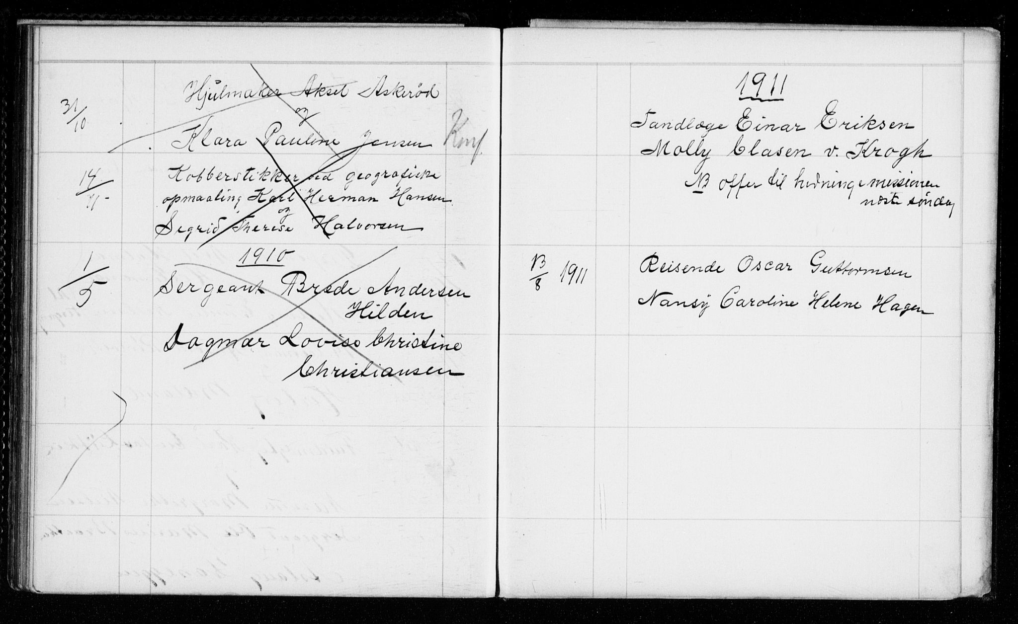 Garnisonsmenigheten Kirkebøker, AV/SAO-A-10846/H/Hb/L0001: Banns register no. II 1, 1865-1911