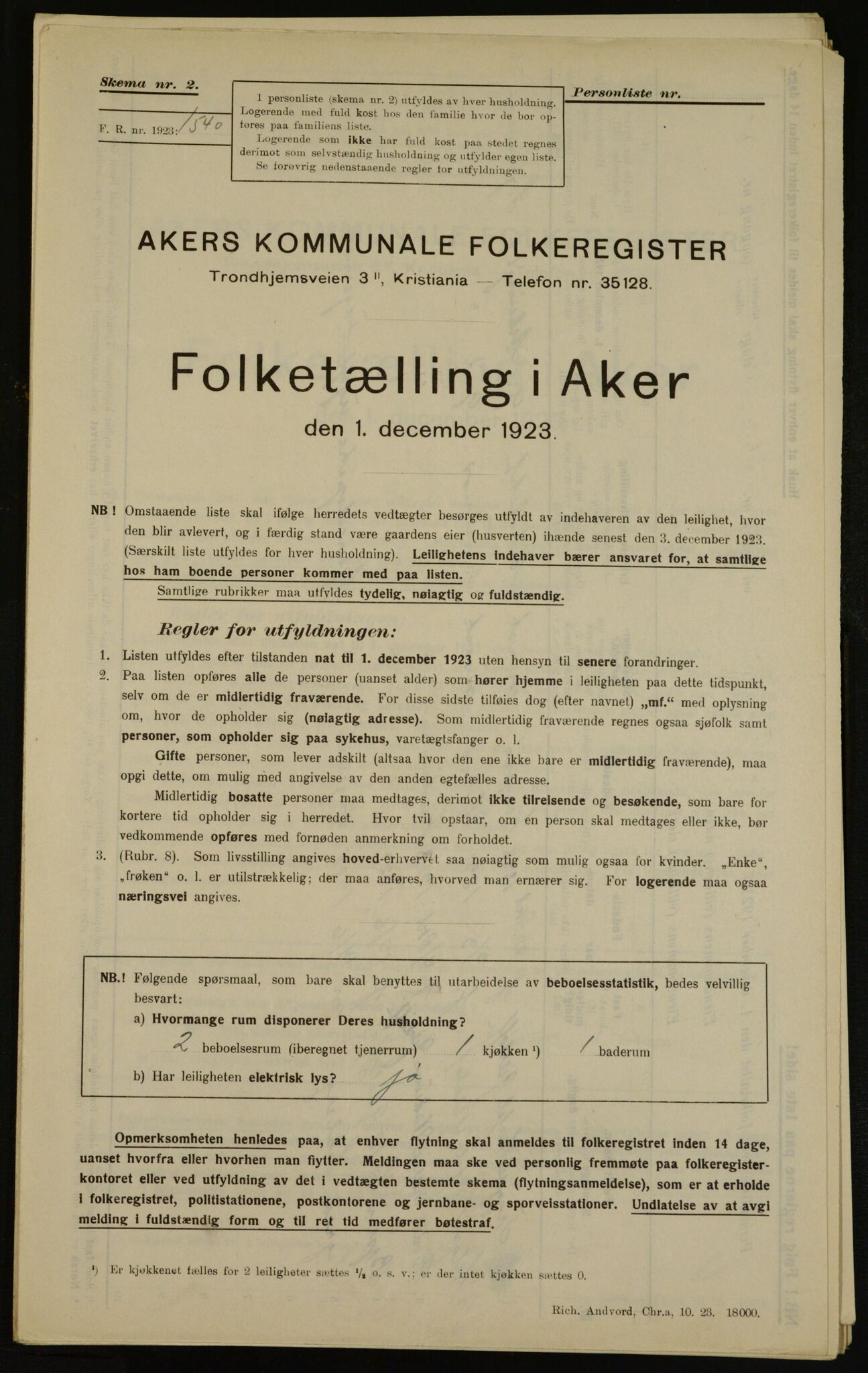 , Municipal Census 1923 for Aker, 1923, p. 17525