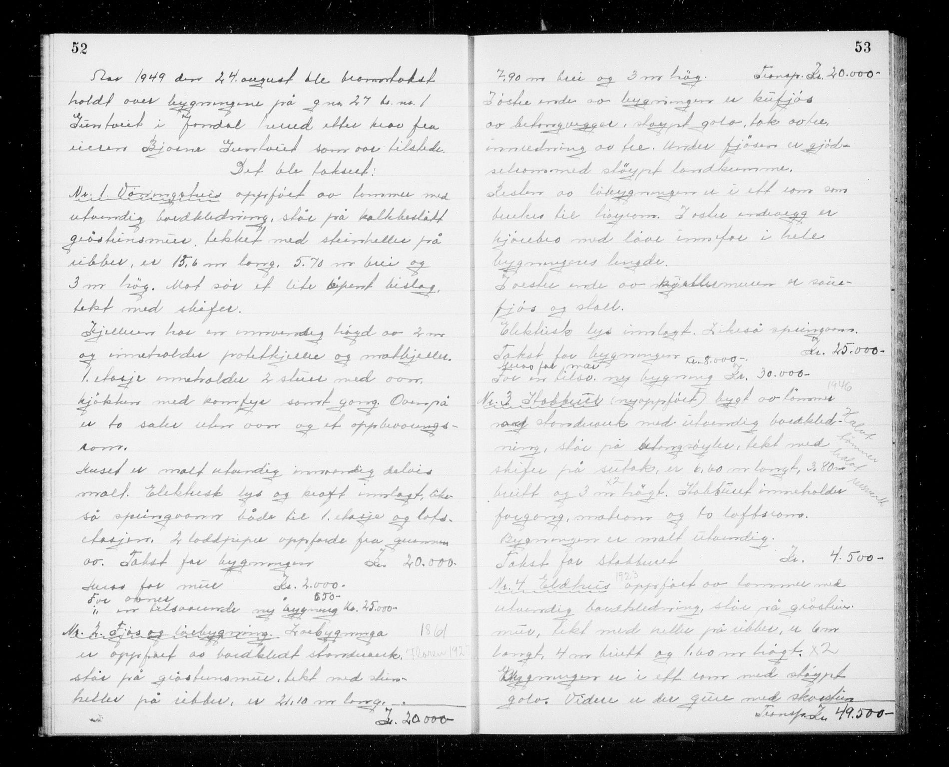 Lensmannen i Jondal, AV/SAB-A-33101/0012/L0003: Branntakstprotokoll, 1948-1951, p. 52-53