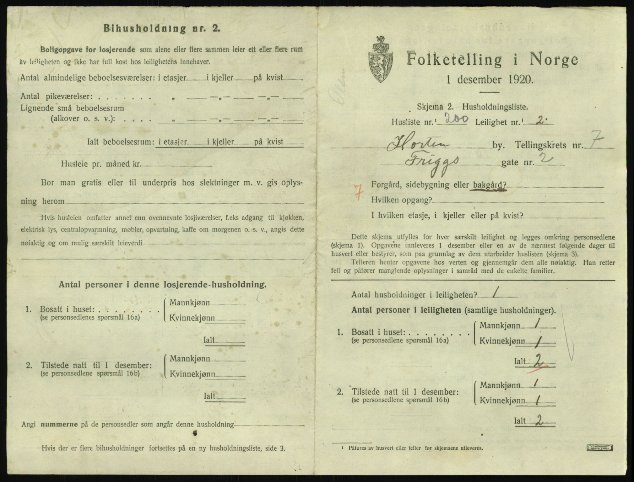 SAKO, 1920 census for Horten, 1920, p. 7953