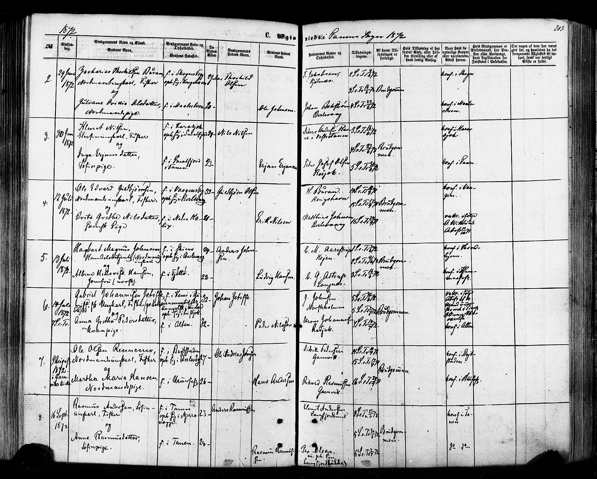 Tana sokneprestkontor, AV/SATØ-S-1334/H/Ha/L0002kirke: Parish register (official) no. 2 /1, 1861-1877, p. 203