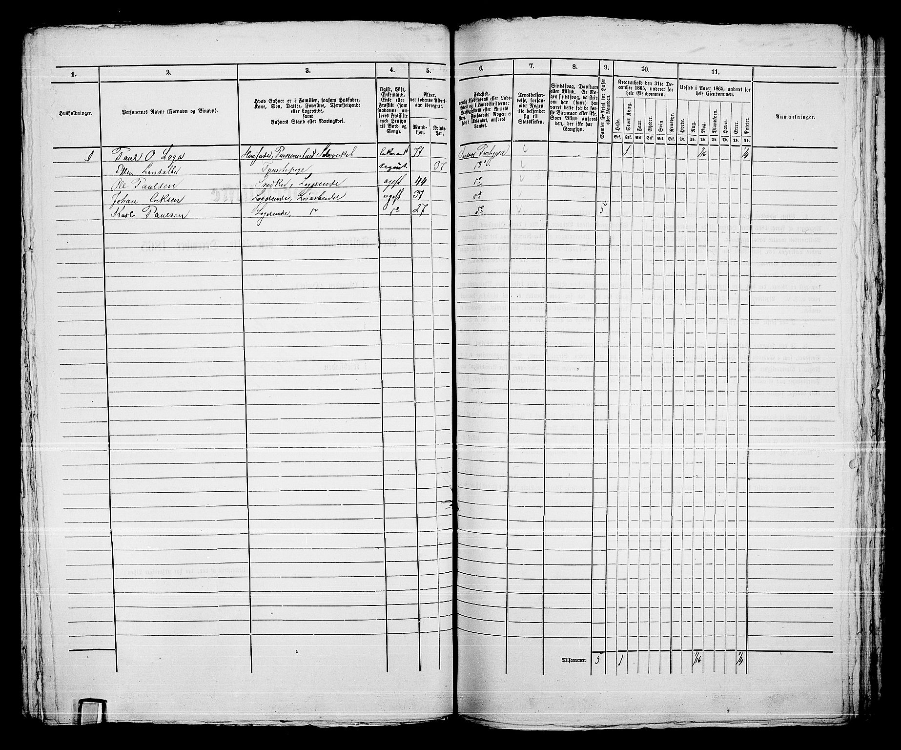 RA, 1865 census for Kongsberg/Kongsberg, 1865, p. 1371