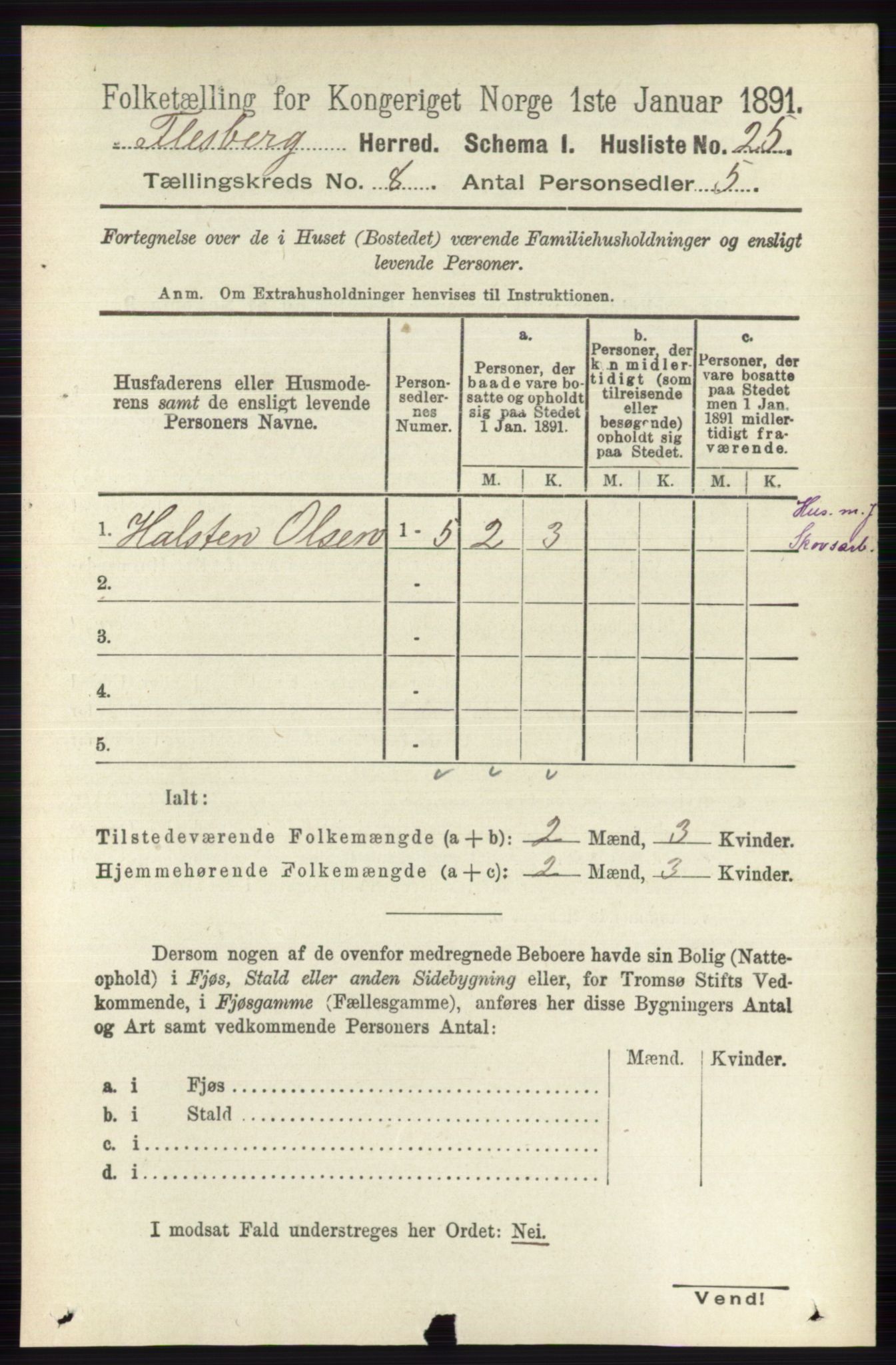 RA, 1891 census for 0631 Flesberg, 1891, p. 1360
