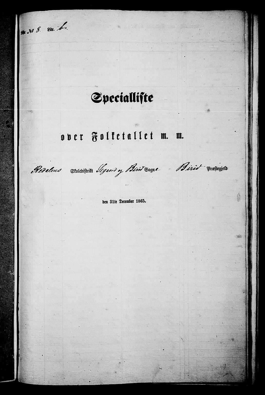 RA, 1865 census for Biri, 1865, p. 198