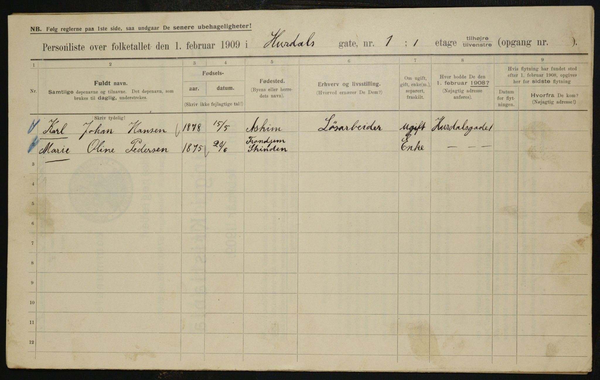 OBA, Municipal Census 1909 for Kristiania, 1909, p. 38366