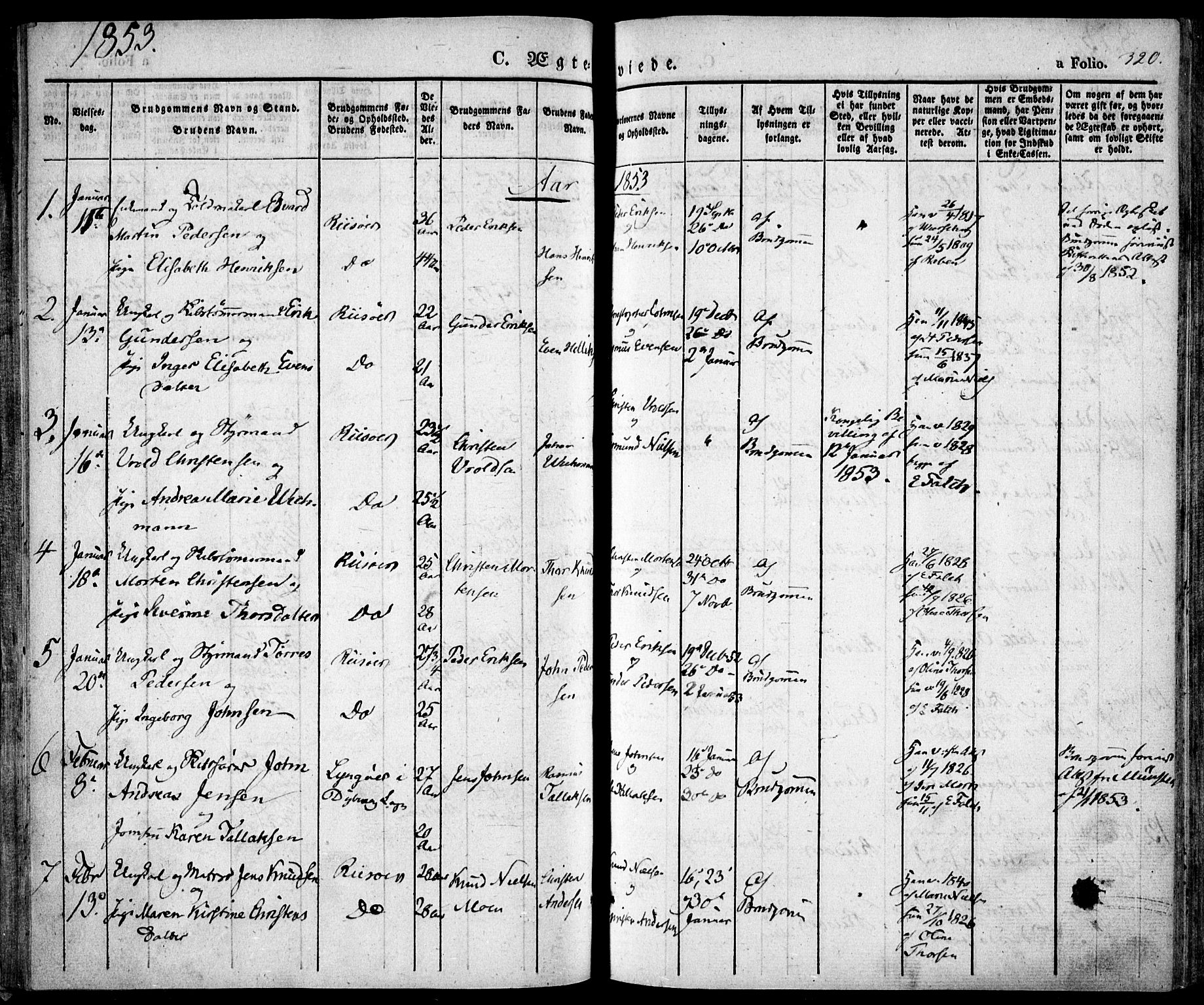 Risør sokneprestkontor, AV/SAK-1111-0035/F/Fa/L0003: Parish register (official) no. A 3, 1838-1864, p. 320