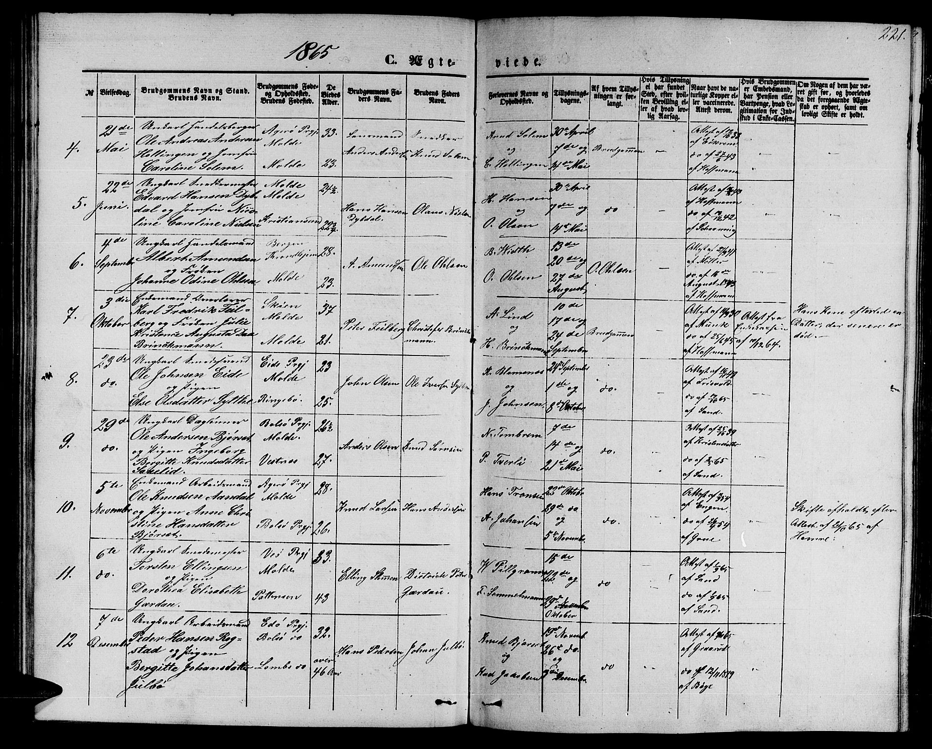 Ministerialprotokoller, klokkerbøker og fødselsregistre - Møre og Romsdal, AV/SAT-A-1454/558/L0701: Parish register (copy) no. 558C02, 1862-1879, p. 221