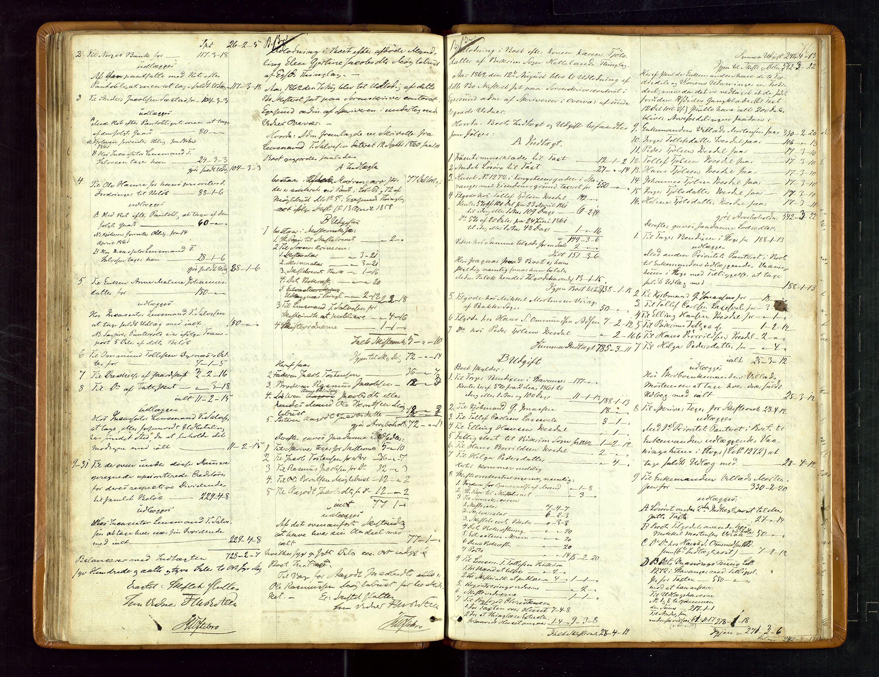 Jæren og Dalane sorenskriveri, AV/SAST-A-100306/5/50BB/L0006: SKIFTEPROTOKOLL DALANE, 1850-1866, p. 75b-76a