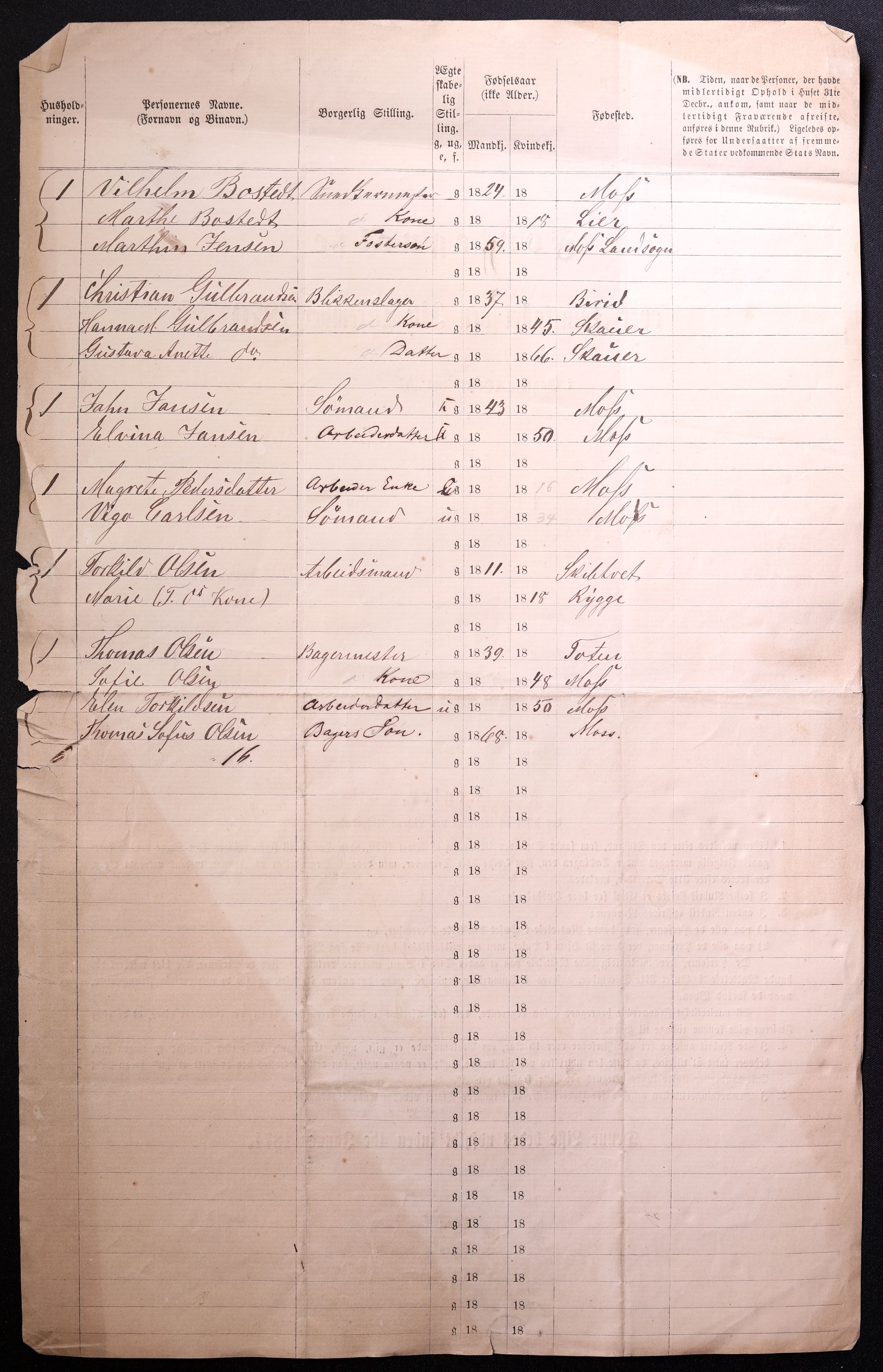 RA, 1870 census for 0104 Moss, 1870, p. 6