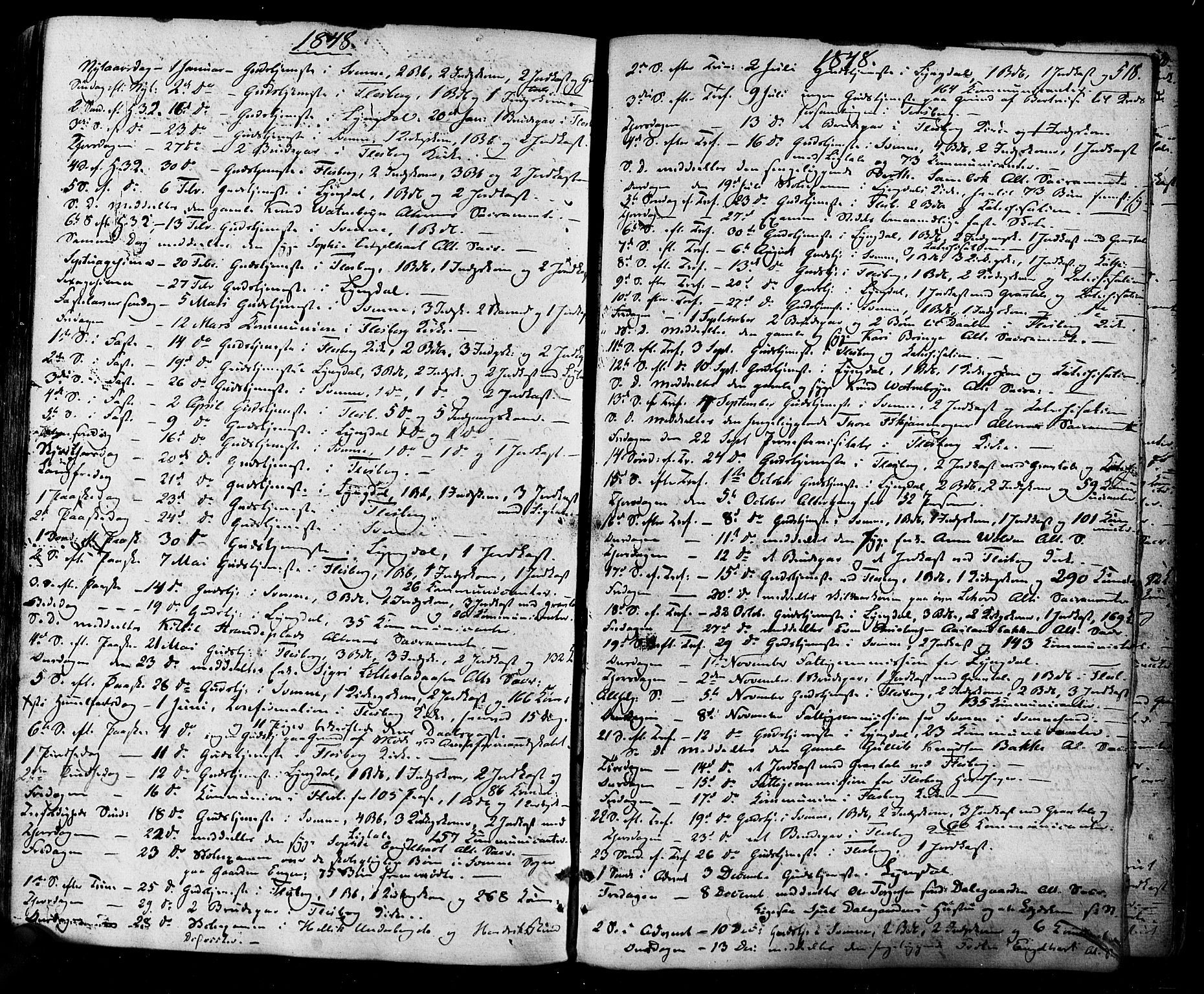 Flesberg kirkebøker, AV/SAKO-A-18/F/Fa/L0006: Parish register (official) no. I 6, 1834-1860, p. 518