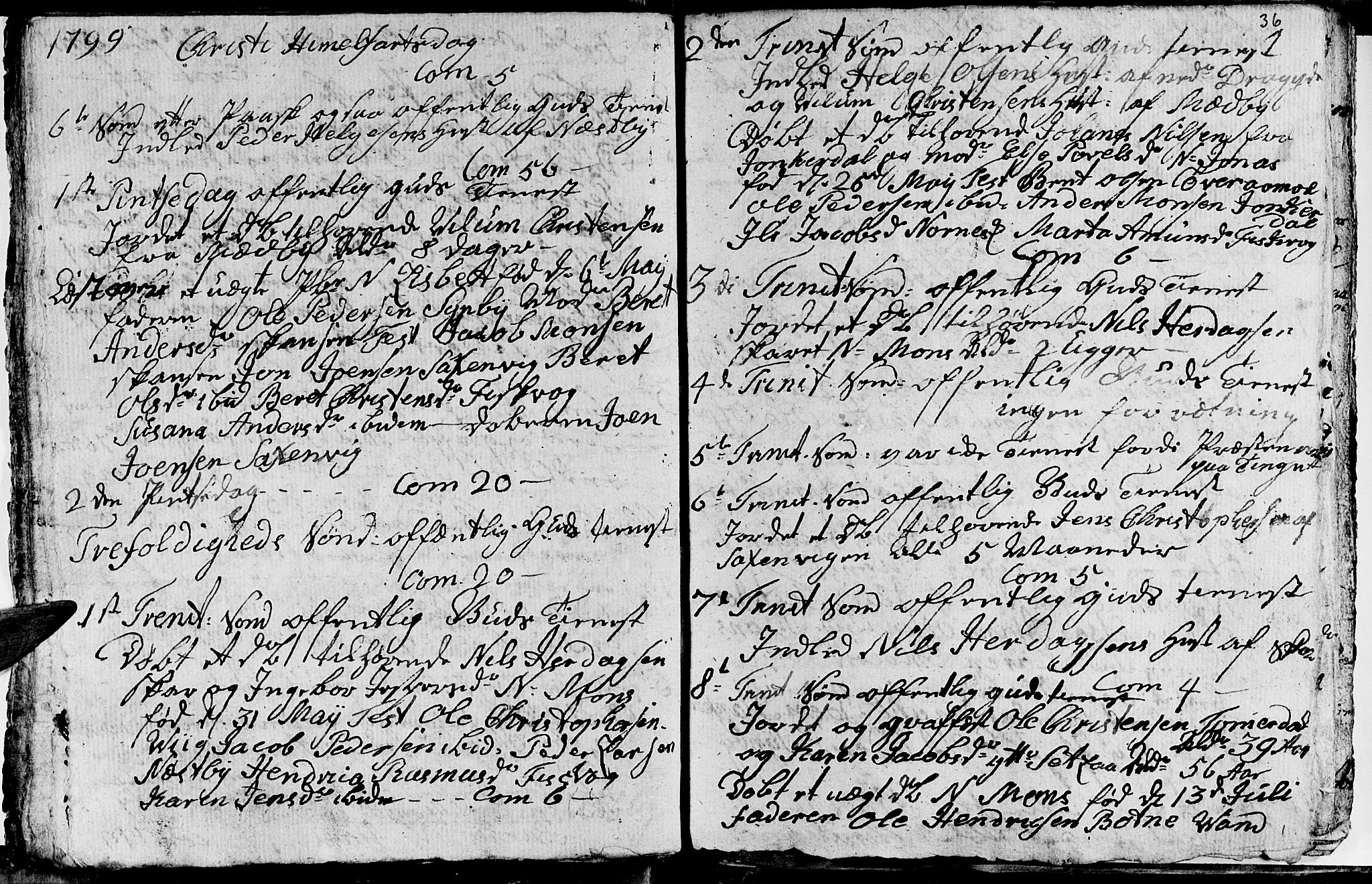 Ministerialprotokoller, klokkerbøker og fødselsregistre - Nordland, AV/SAT-A-1459/847/L0674: Parish register (copy) no. 847C02, 1793-1807, p. 36