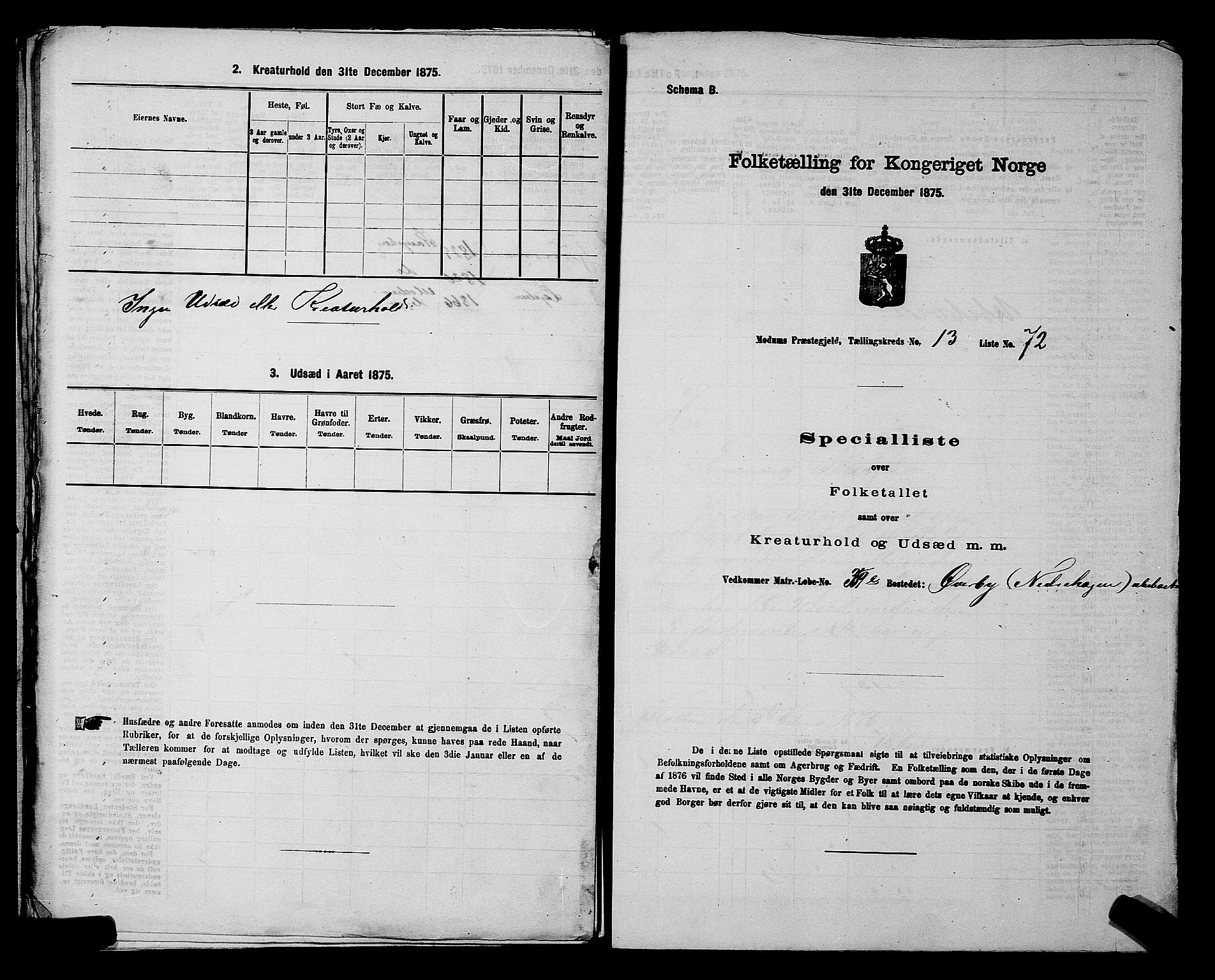 SAKO, 1875 census for 0623P Modum, 1875, p. 1774