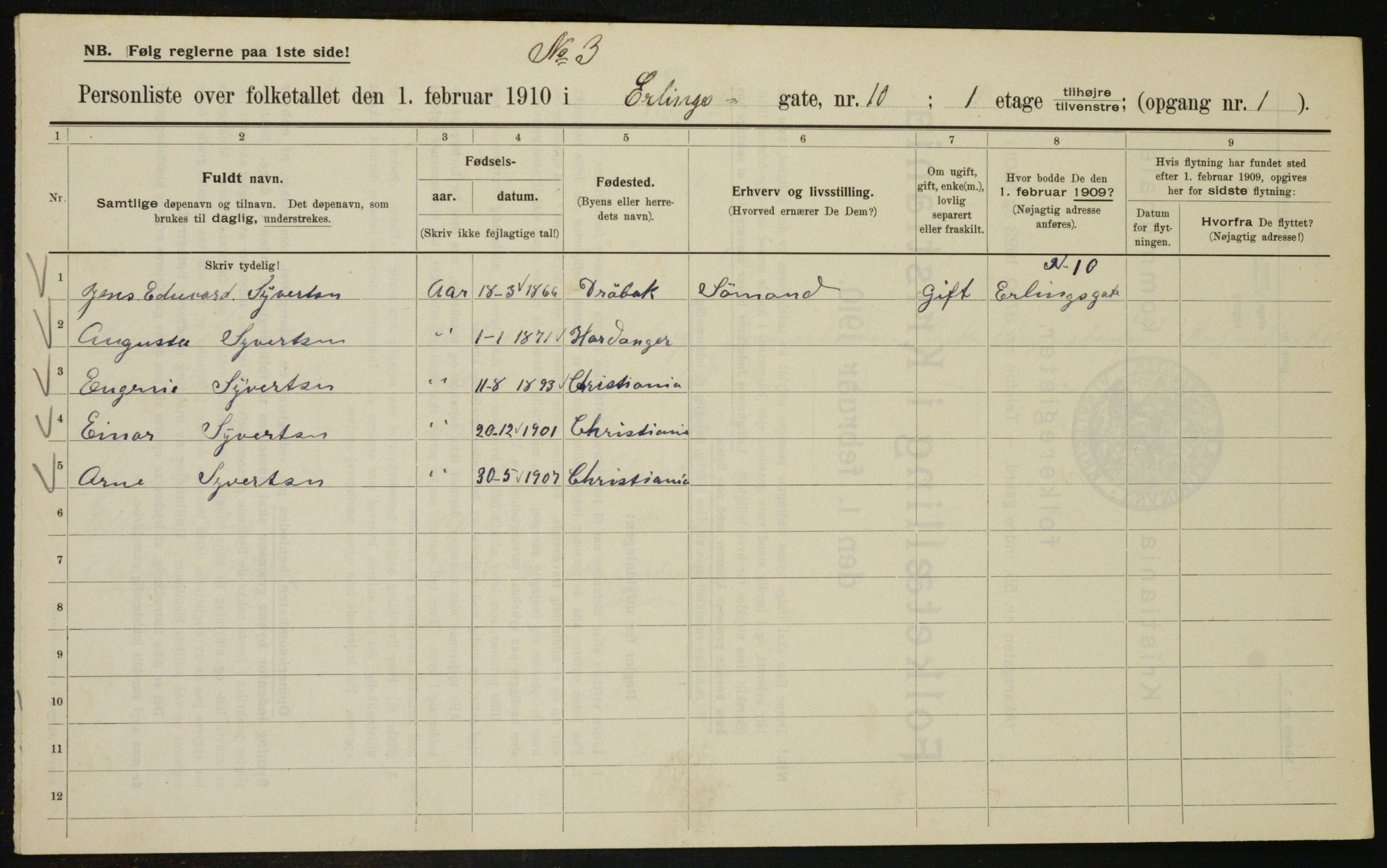 OBA, Municipal Census 1910 for Kristiania, 1910, p. 20683